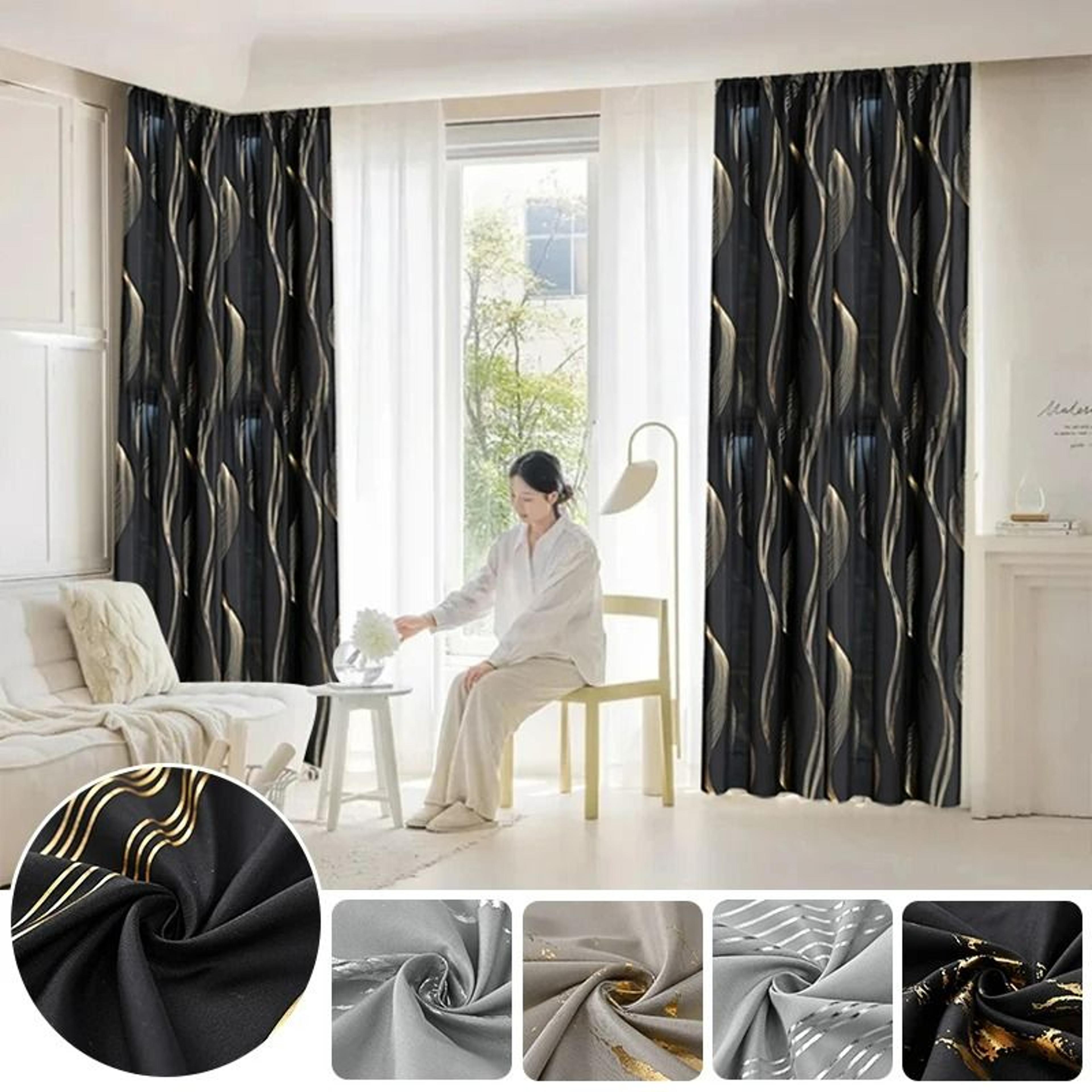 luxury marble pattern printed curtain with gold foil accents