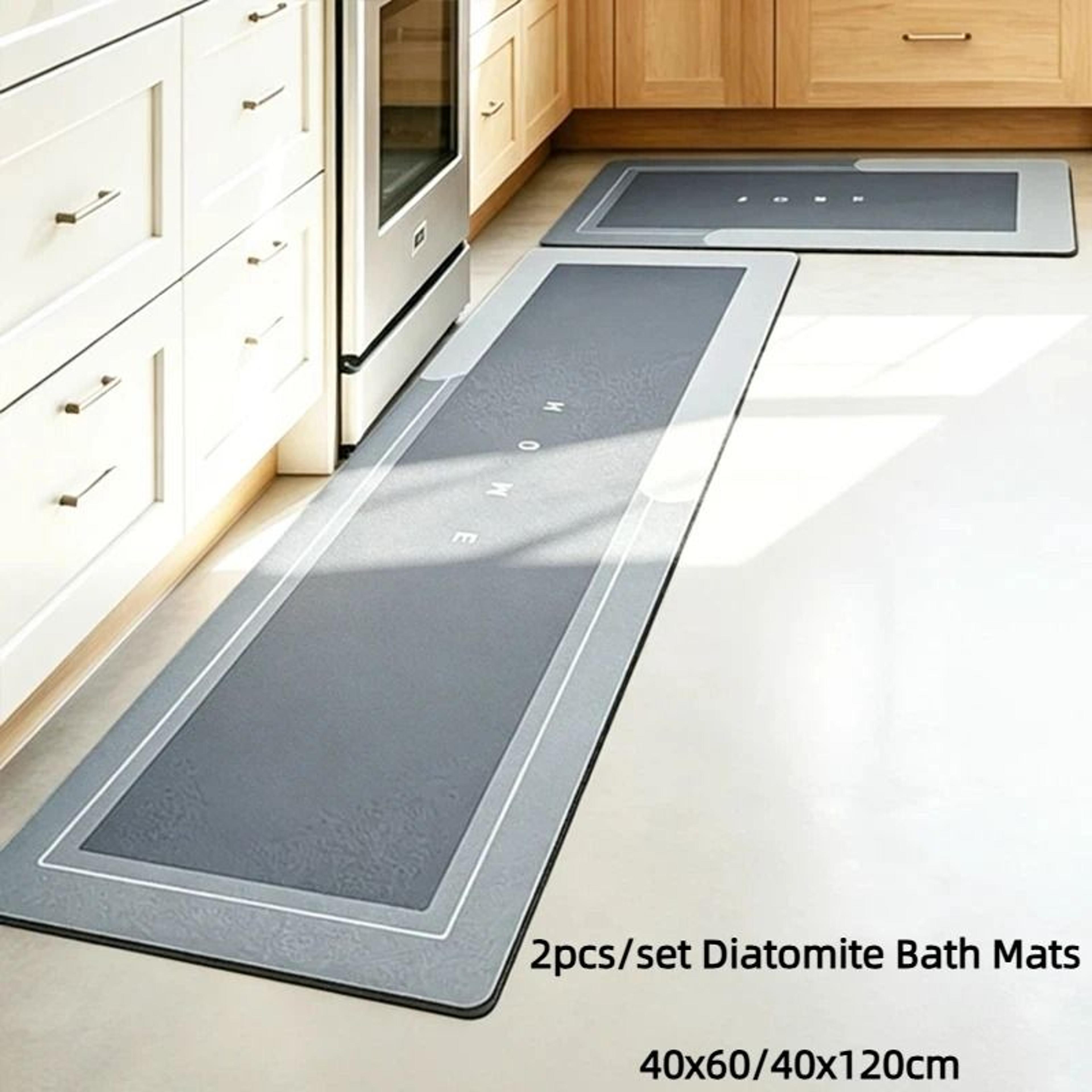 2Pcs Set Diatomite Absorbent NonSlip QuickDry Bath And Kitchen Rugs 2