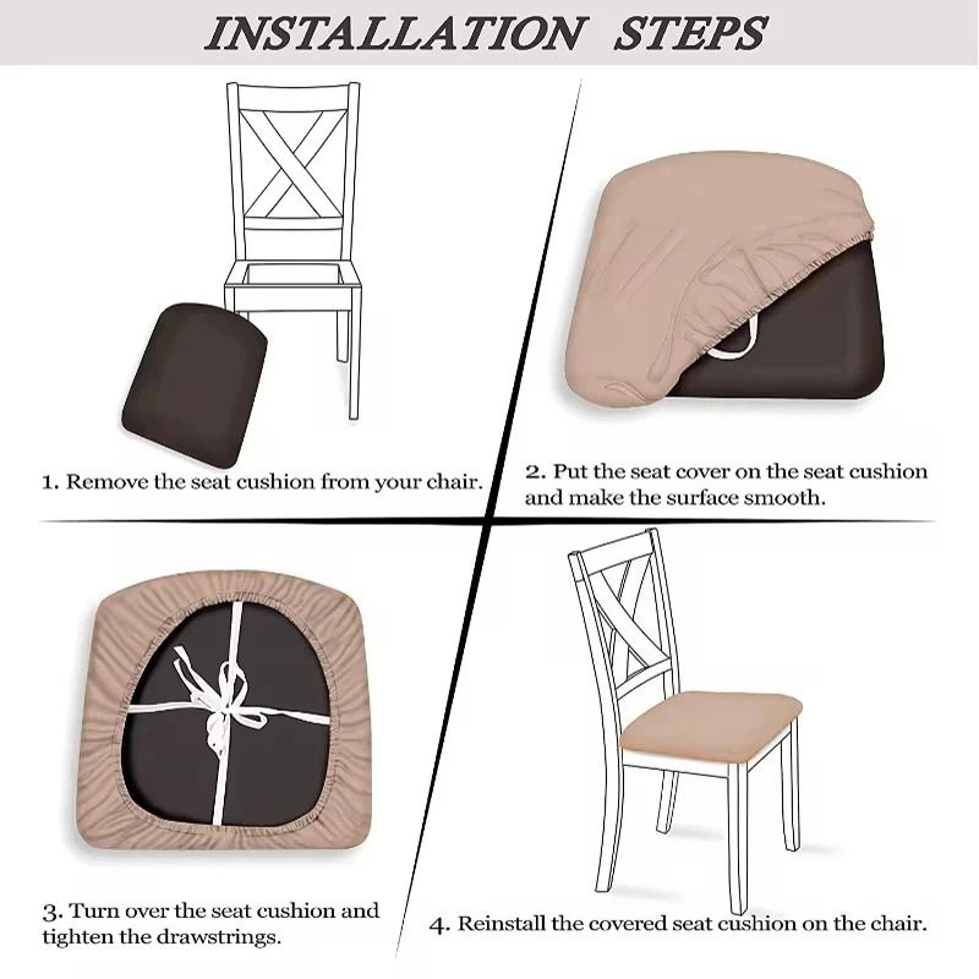 Stretch Jacquard Upholstered Dining Chair Seat Cover 6