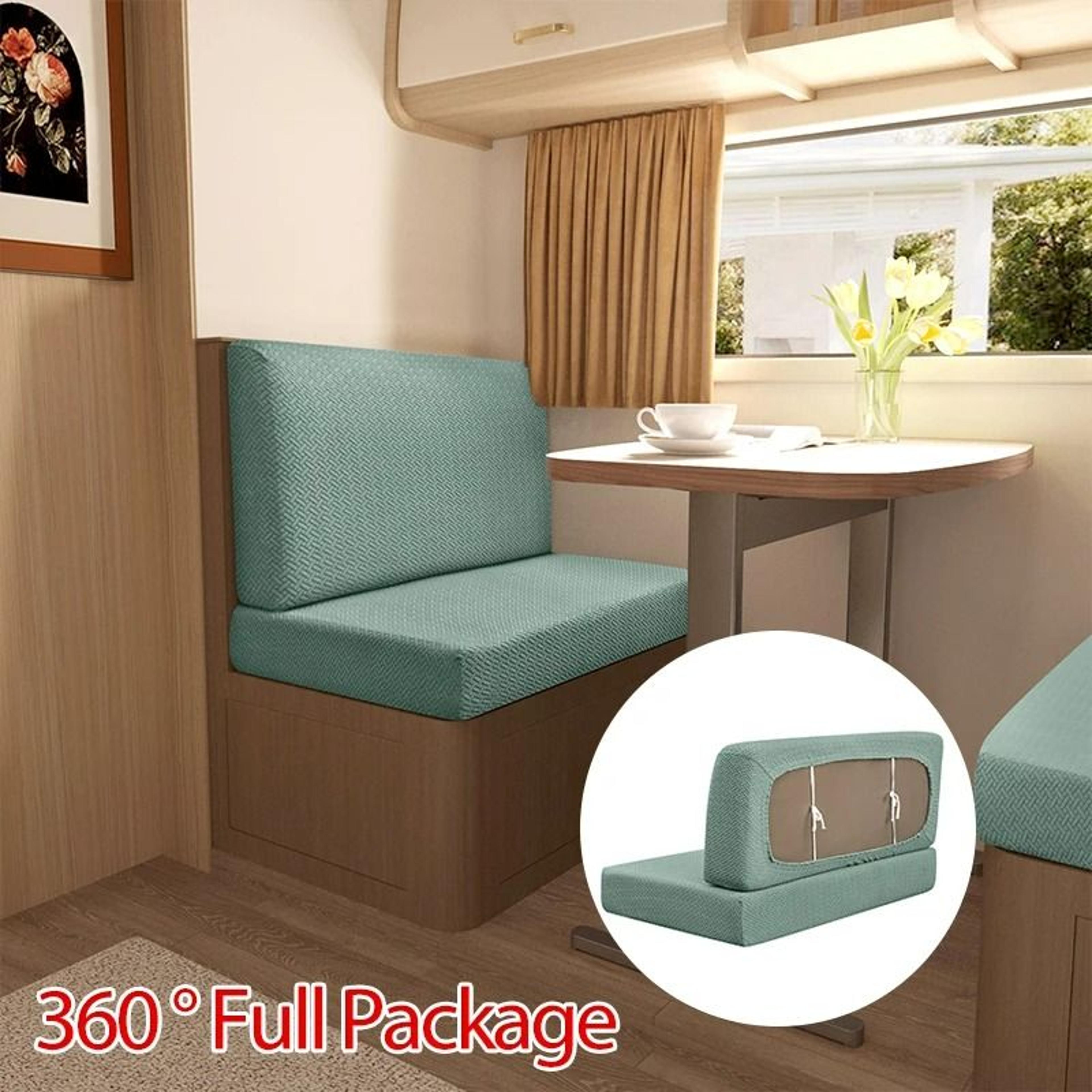 2Pcs Set Jacquard Polar Fleece RV Dinette Cushion Covers 3