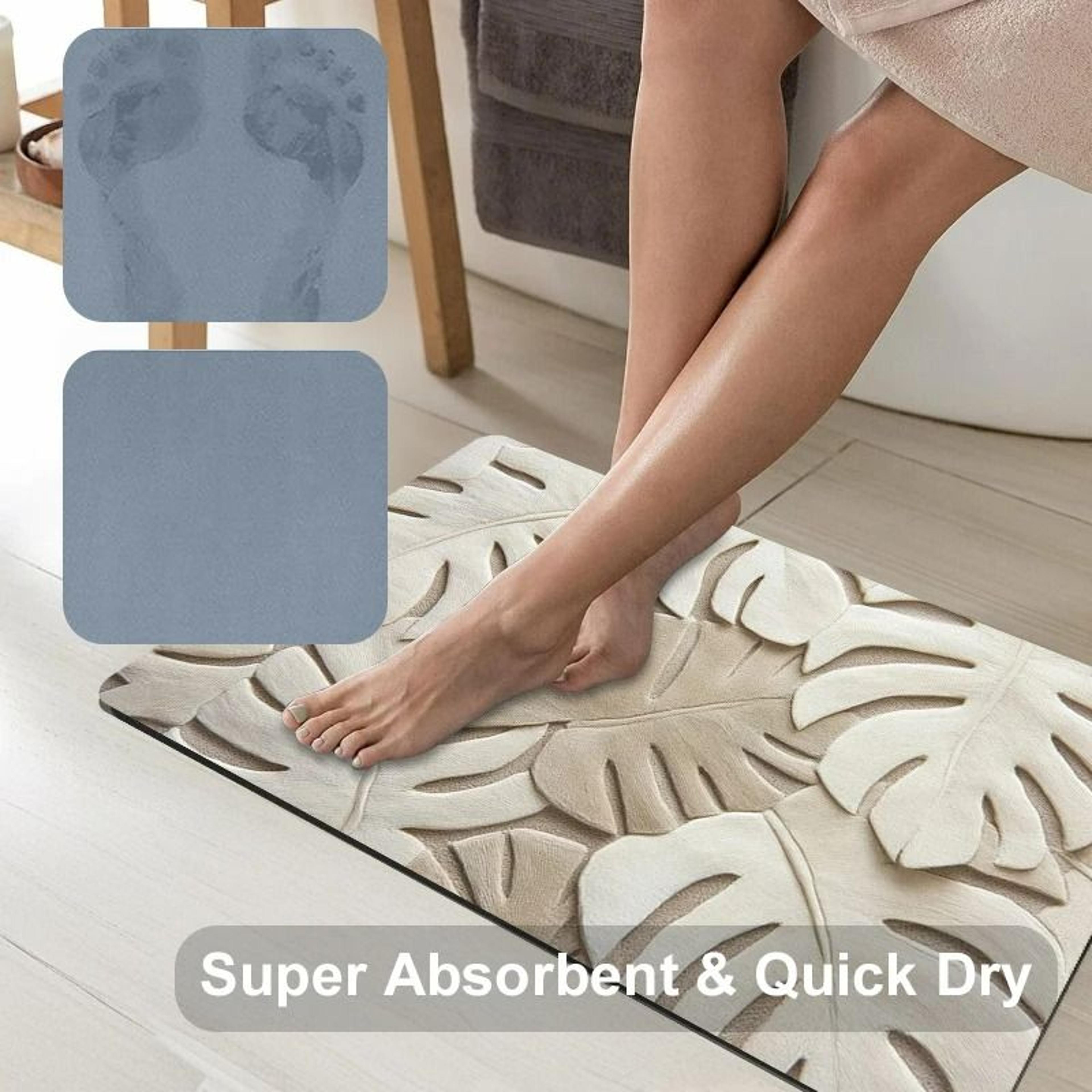 2D Tropical Leaf Print Diatomaceous Absorbent Floor Mat 3