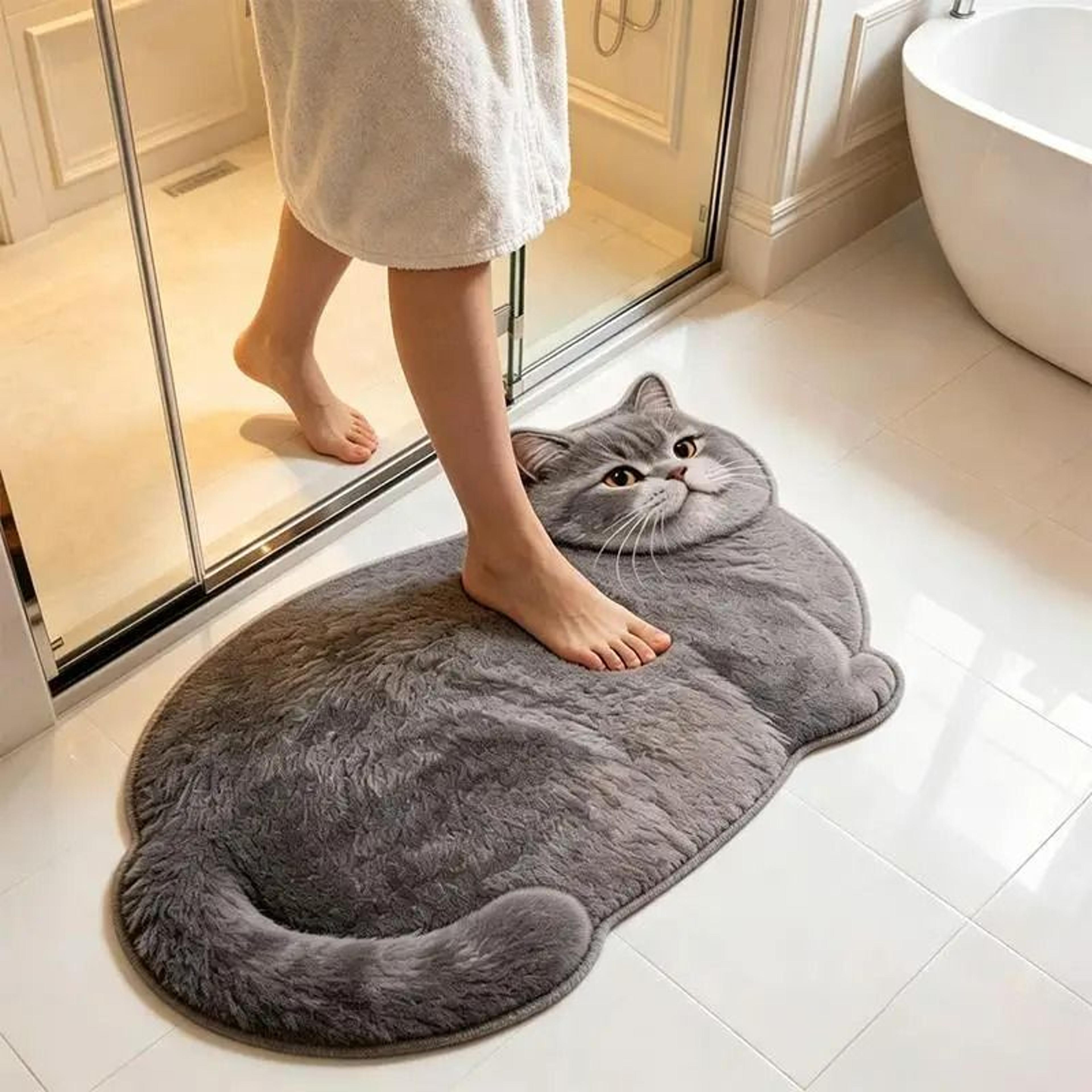 2d cat shaped absorbent diatomite bathroom mat