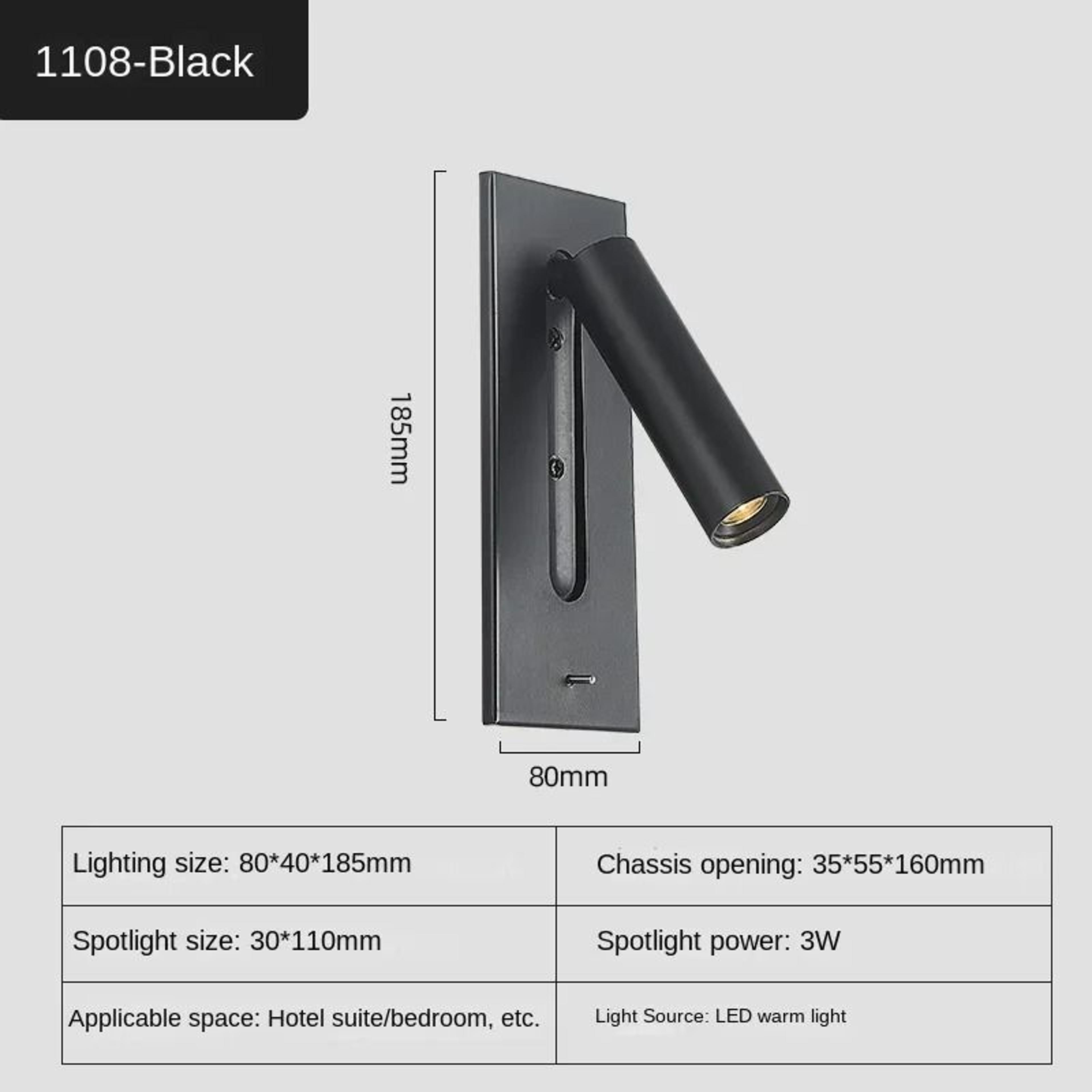Modern Embedded LED Reading Wall Lamp With USB 8