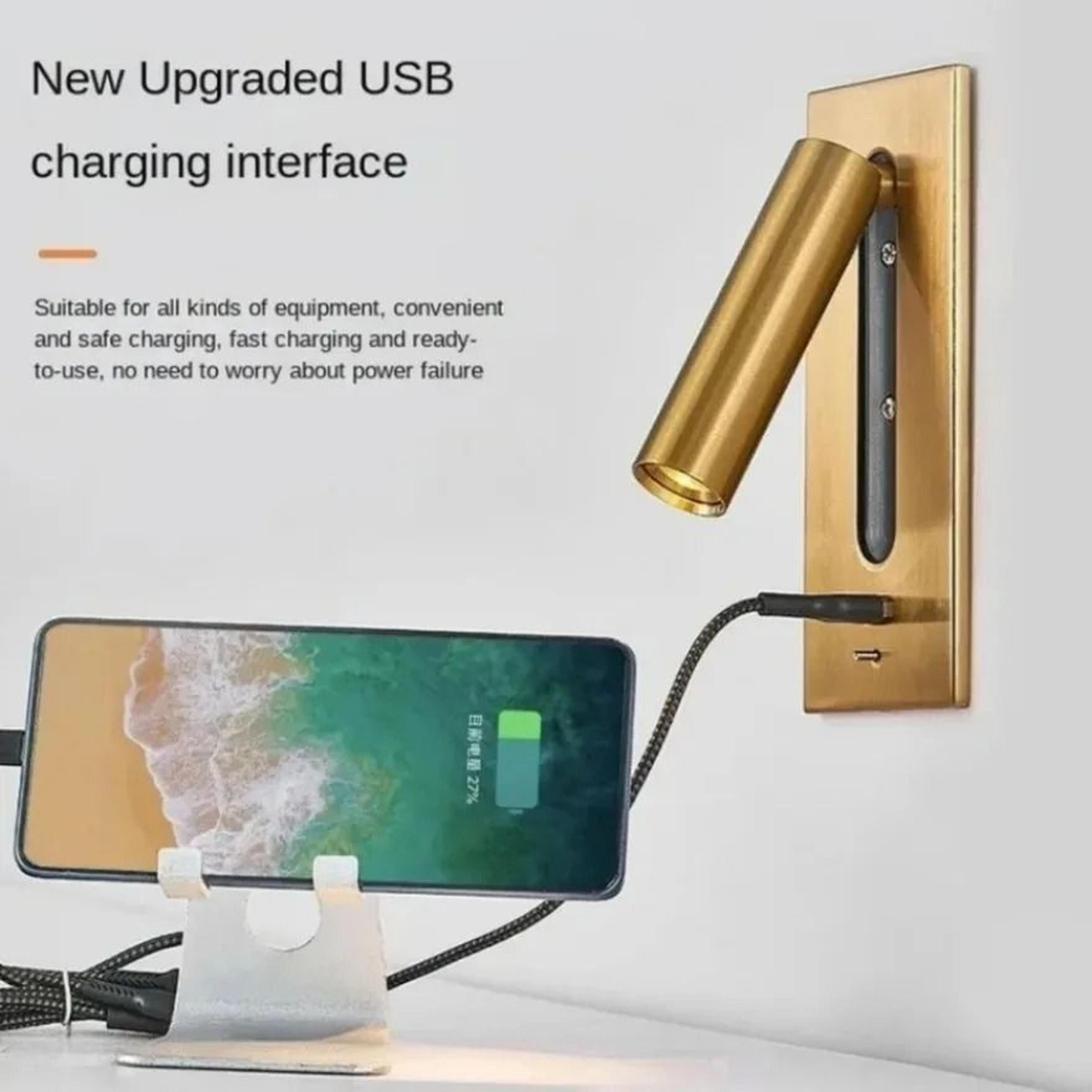 Modern Embedded LED Reading Wall Lamp With USB 3