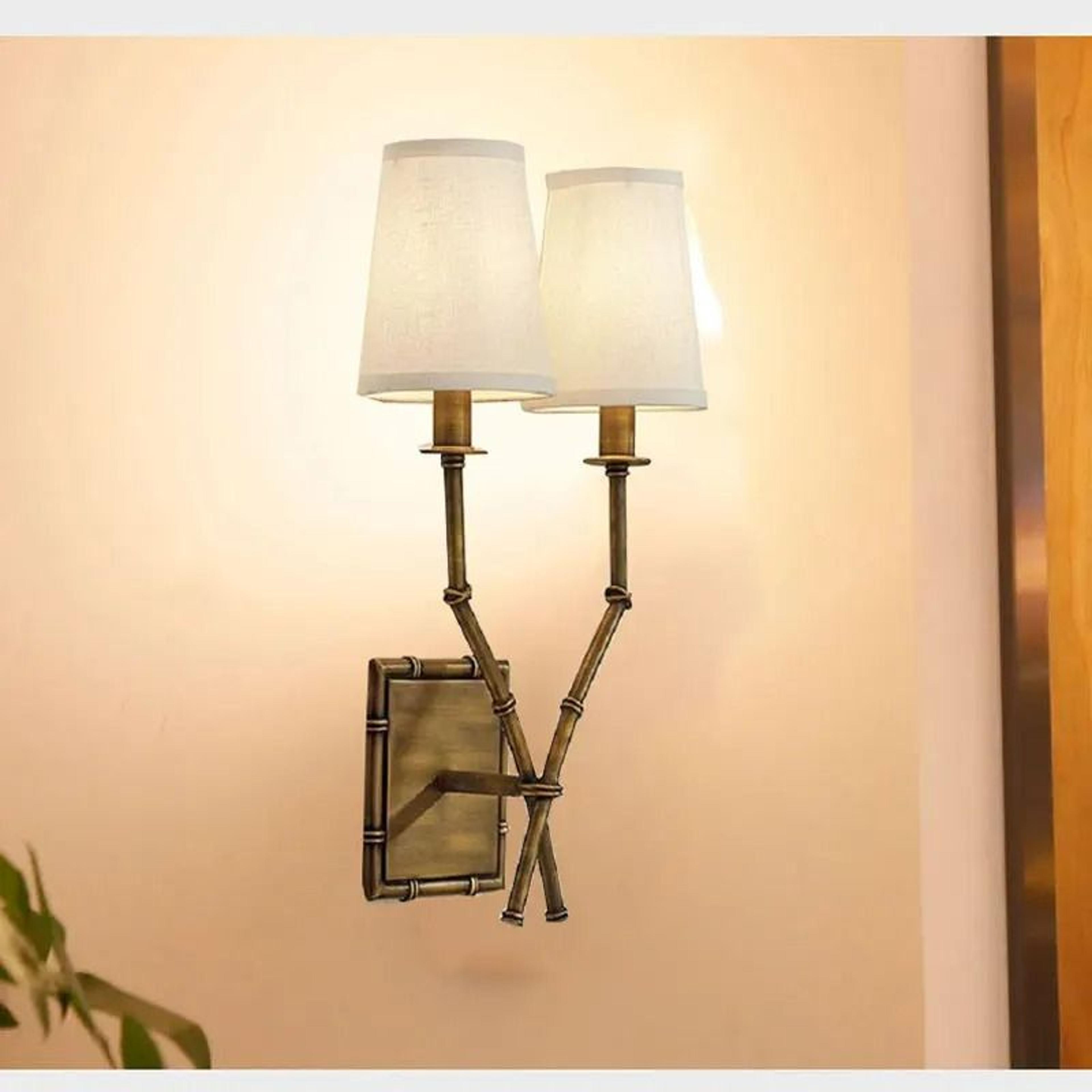 American Antique Iron  Bamboo DoubleHead Linen Wall Sconce 3
