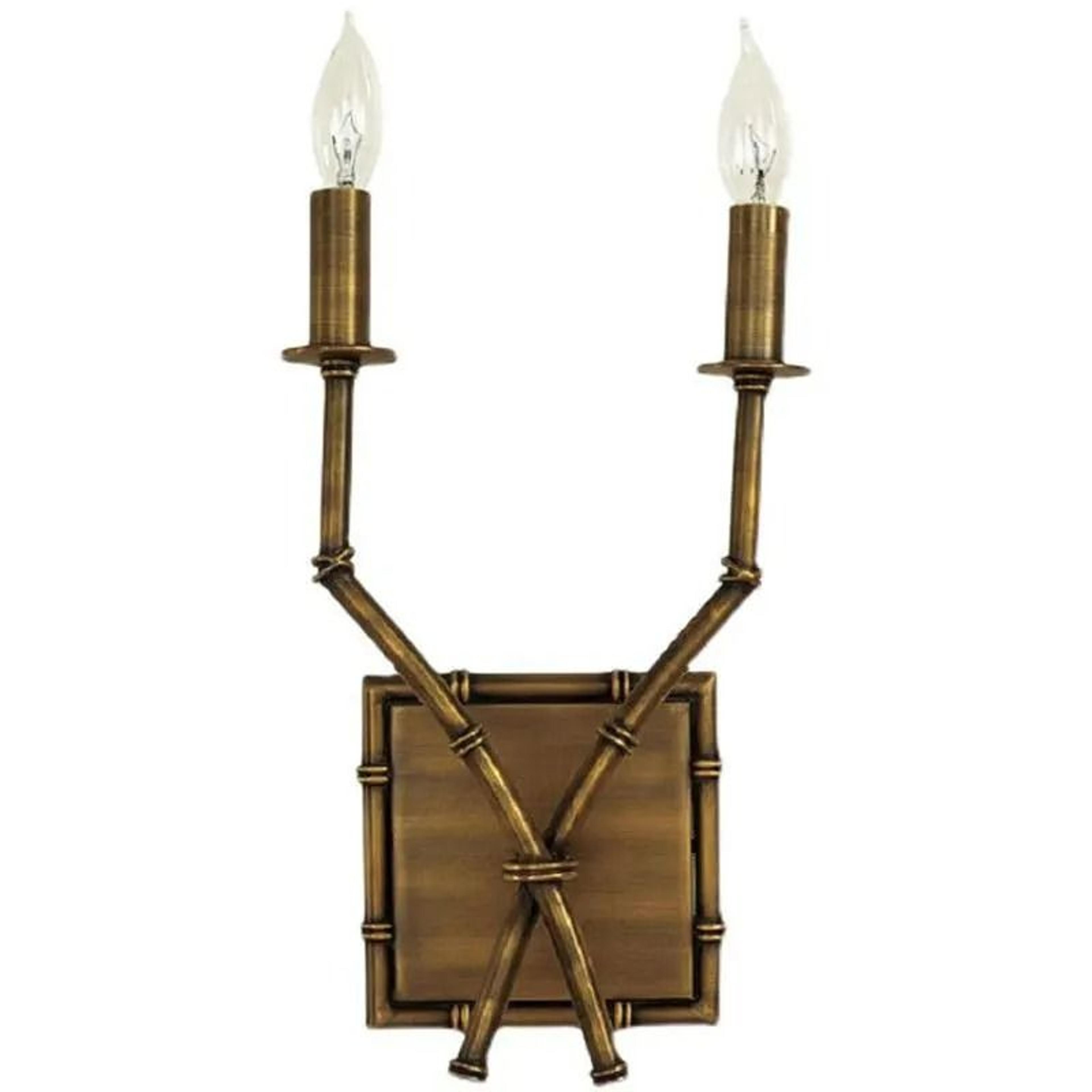 American Antique Iron  Bamboo DoubleHead Linen Wall Sconce 6