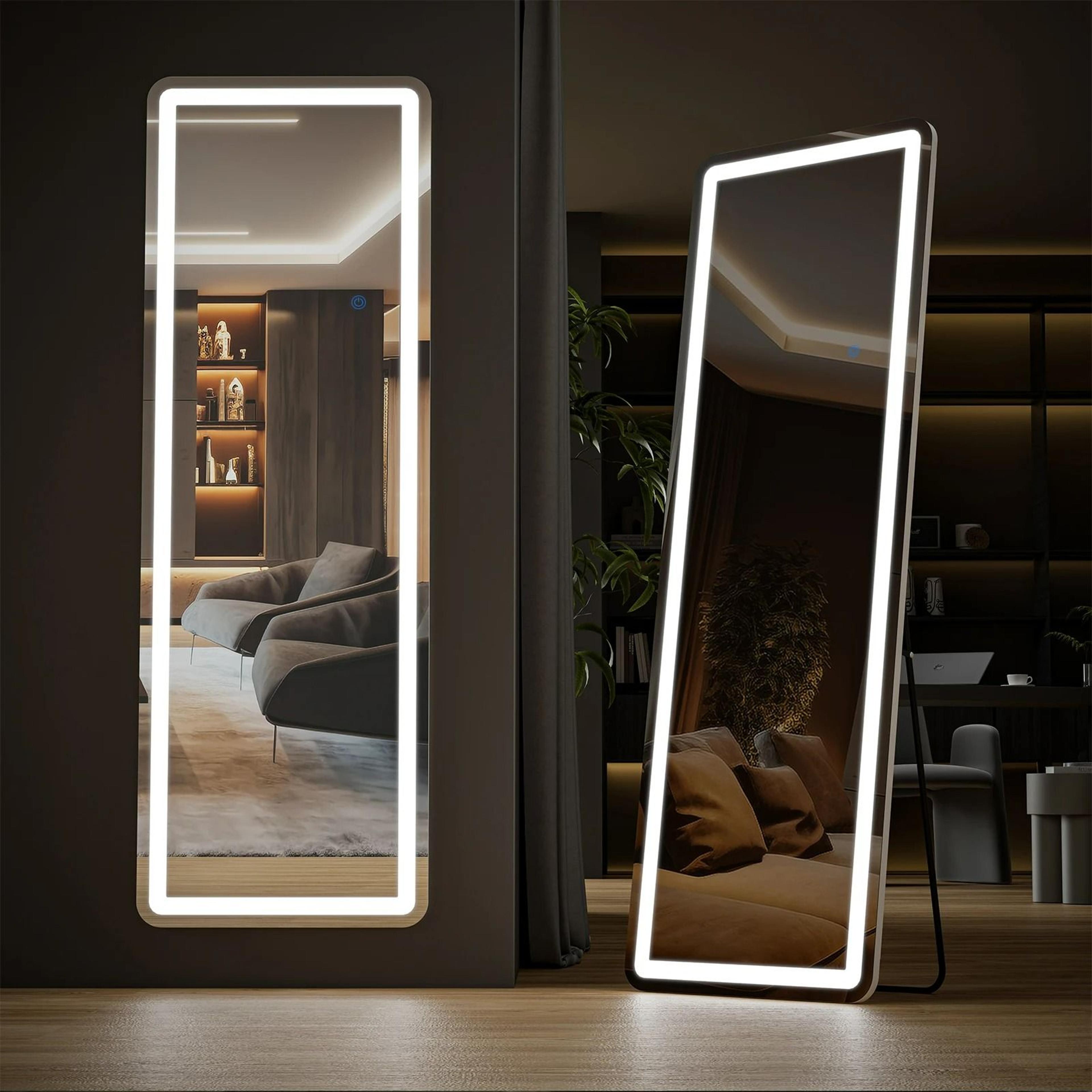 modern led aluminum frame full-length mirror