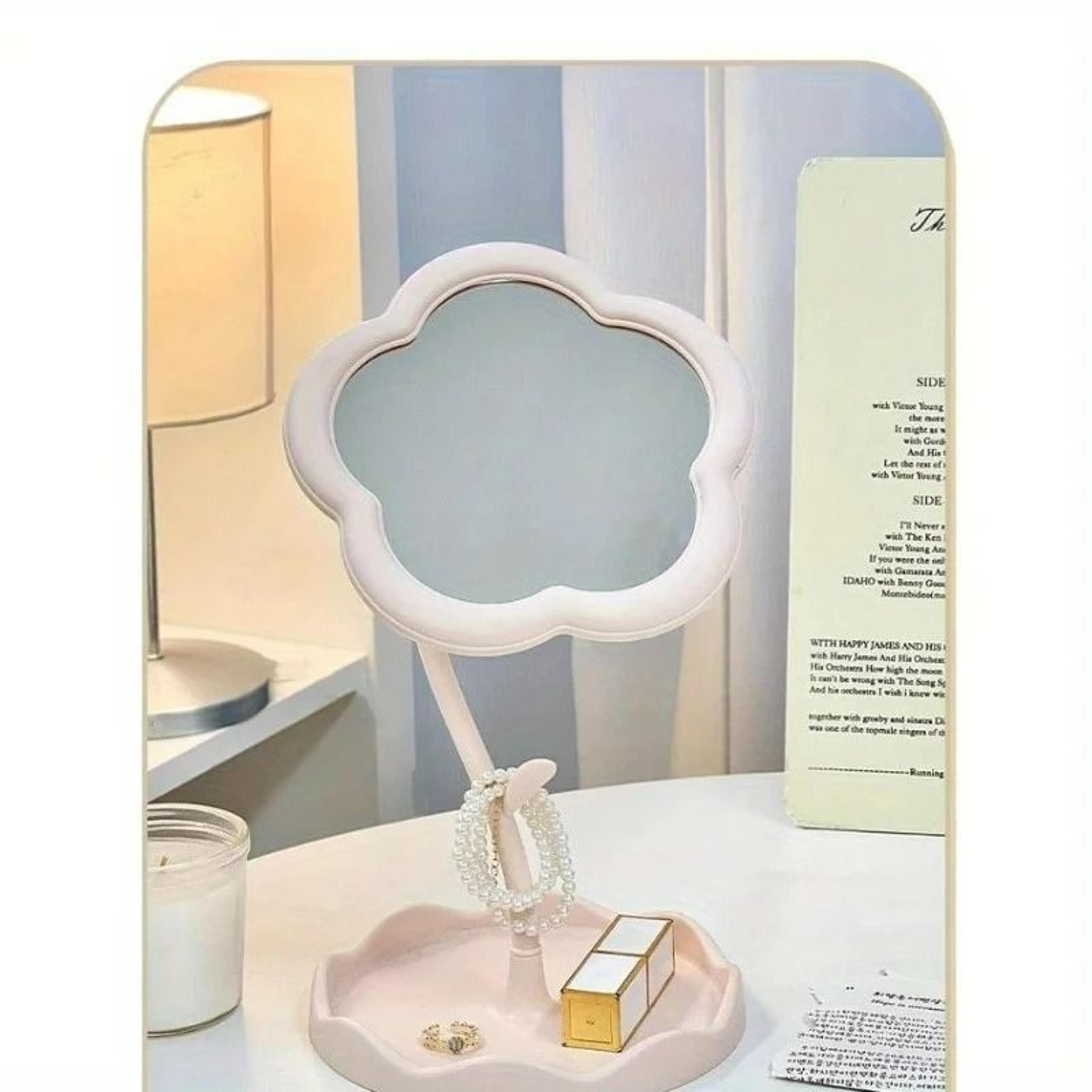 Ins Style Cute Flower 360 Rotatable Desktop Vanity Mirror 1