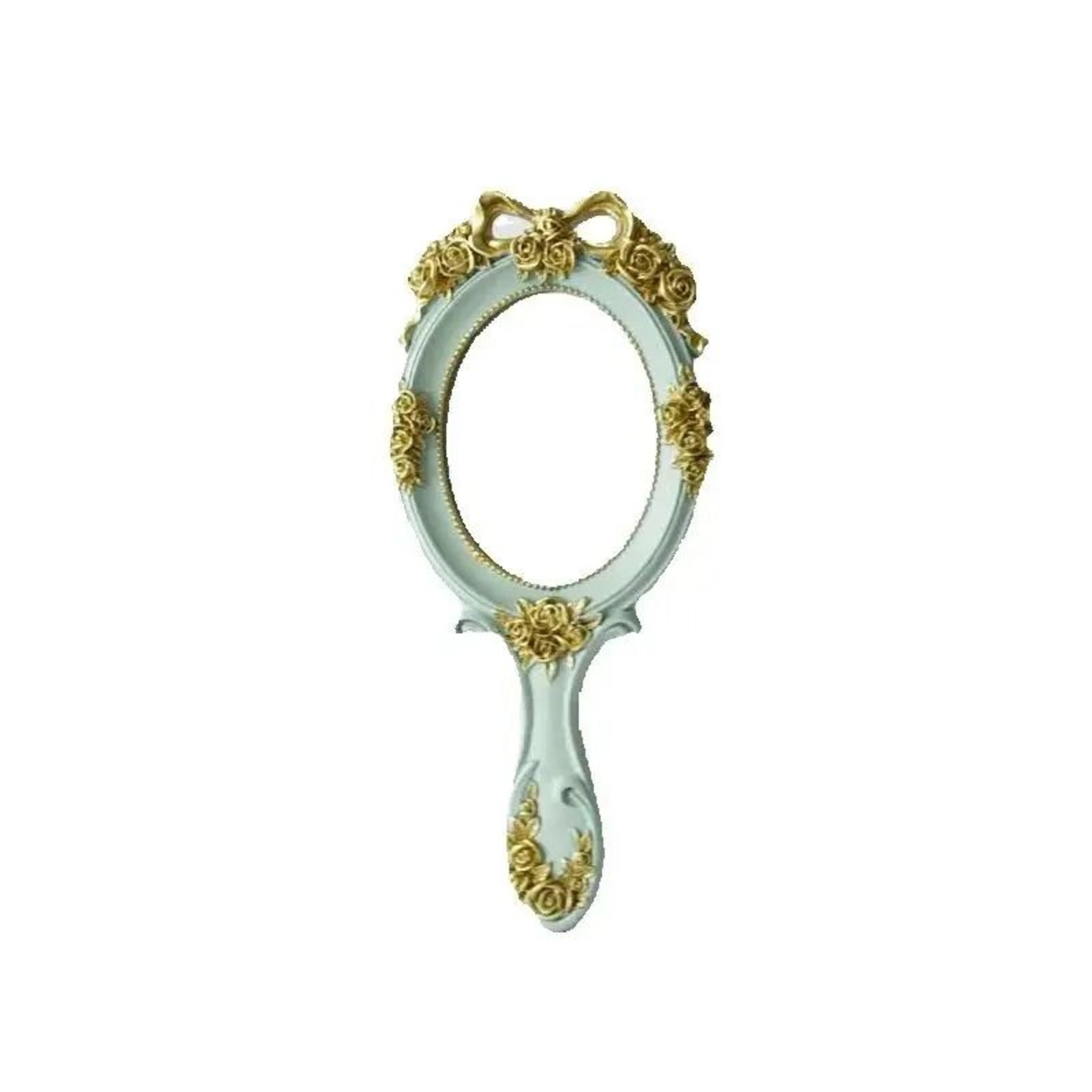 Portable Handheld Metal Princess Mirror With Rose Embossing 7
