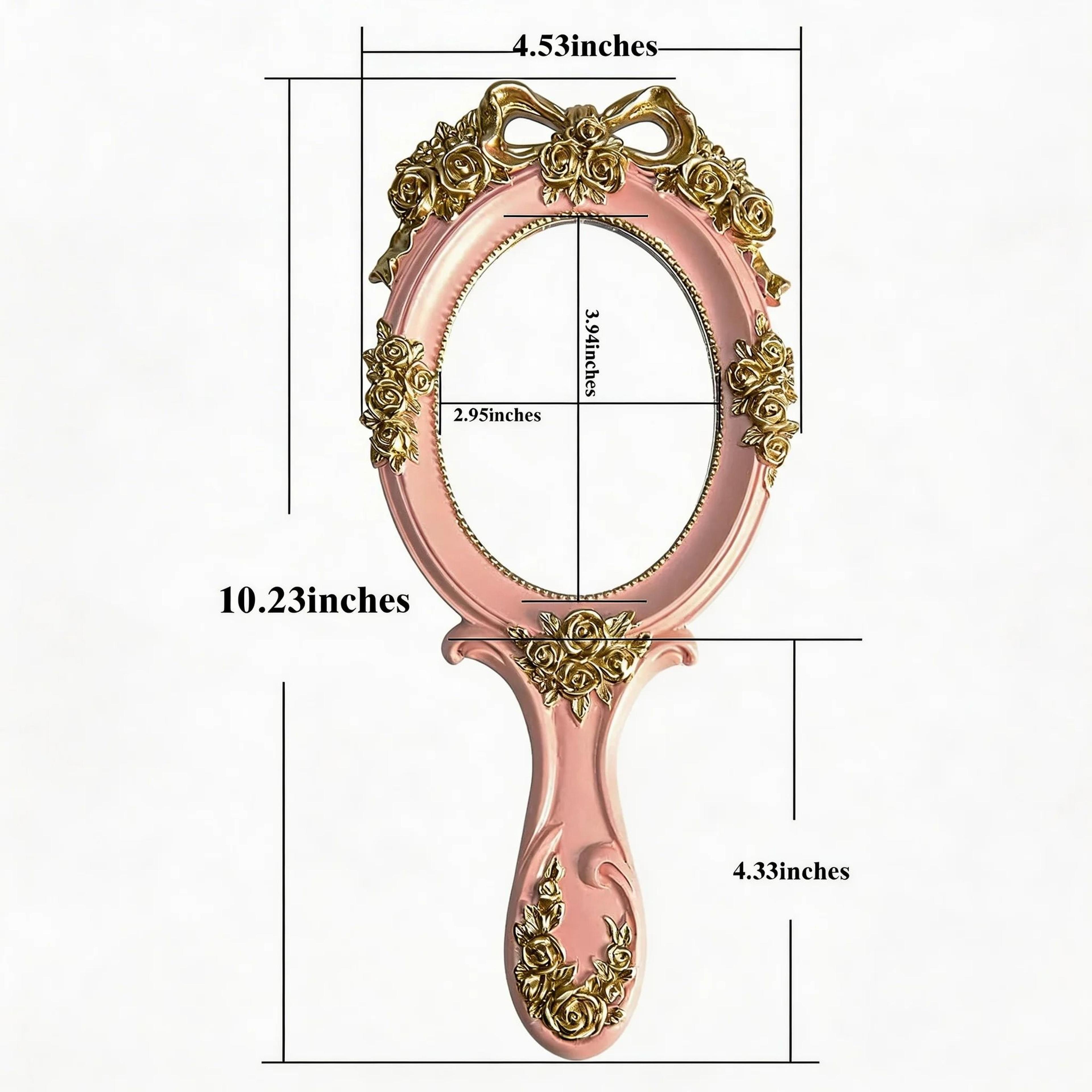 Portable Handheld Metal Princess Mirror With Rose Embossing 2