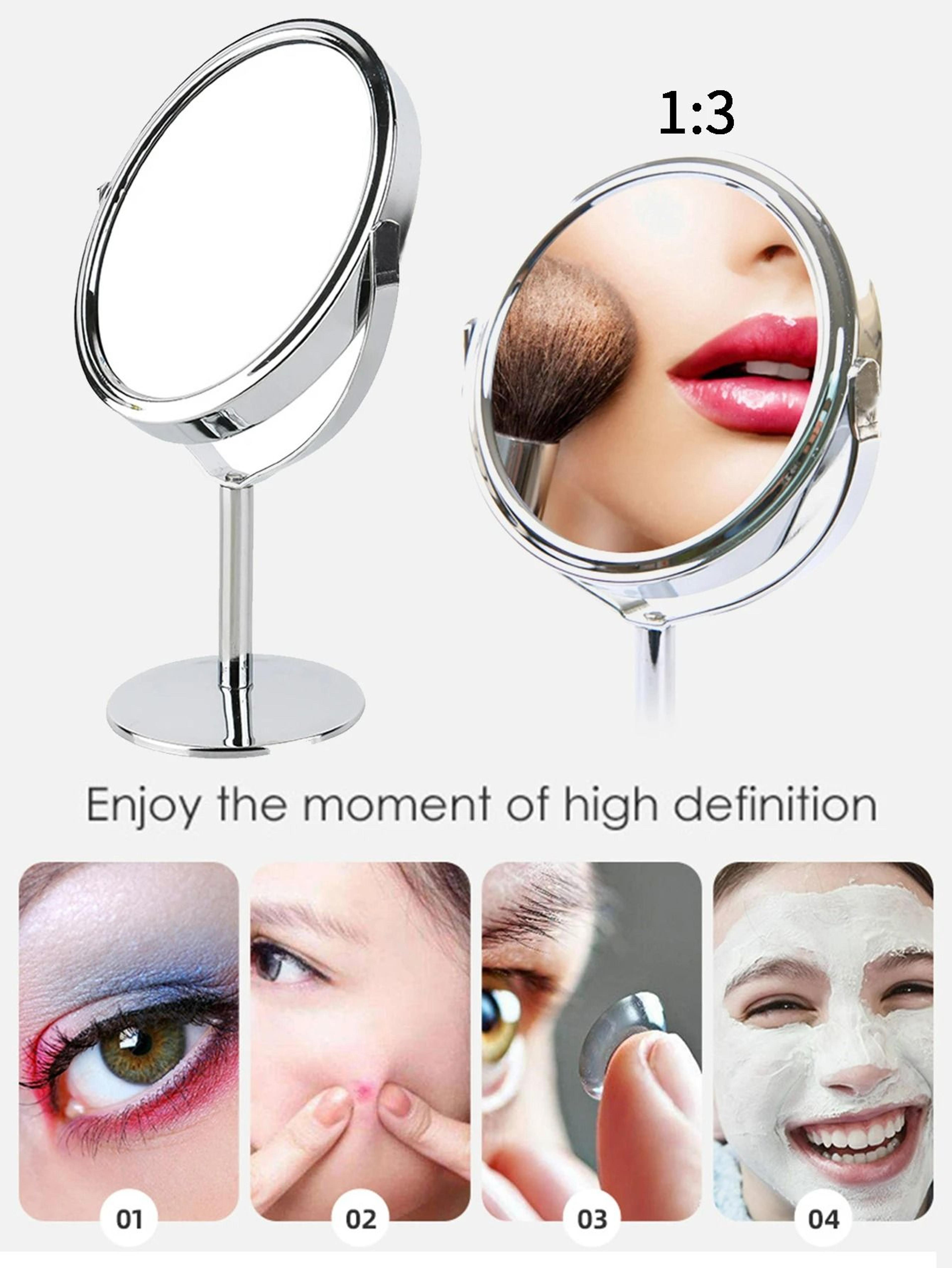 Large Silver DoubleSided Tabletop Magnifying Cosmetic Mirror 3