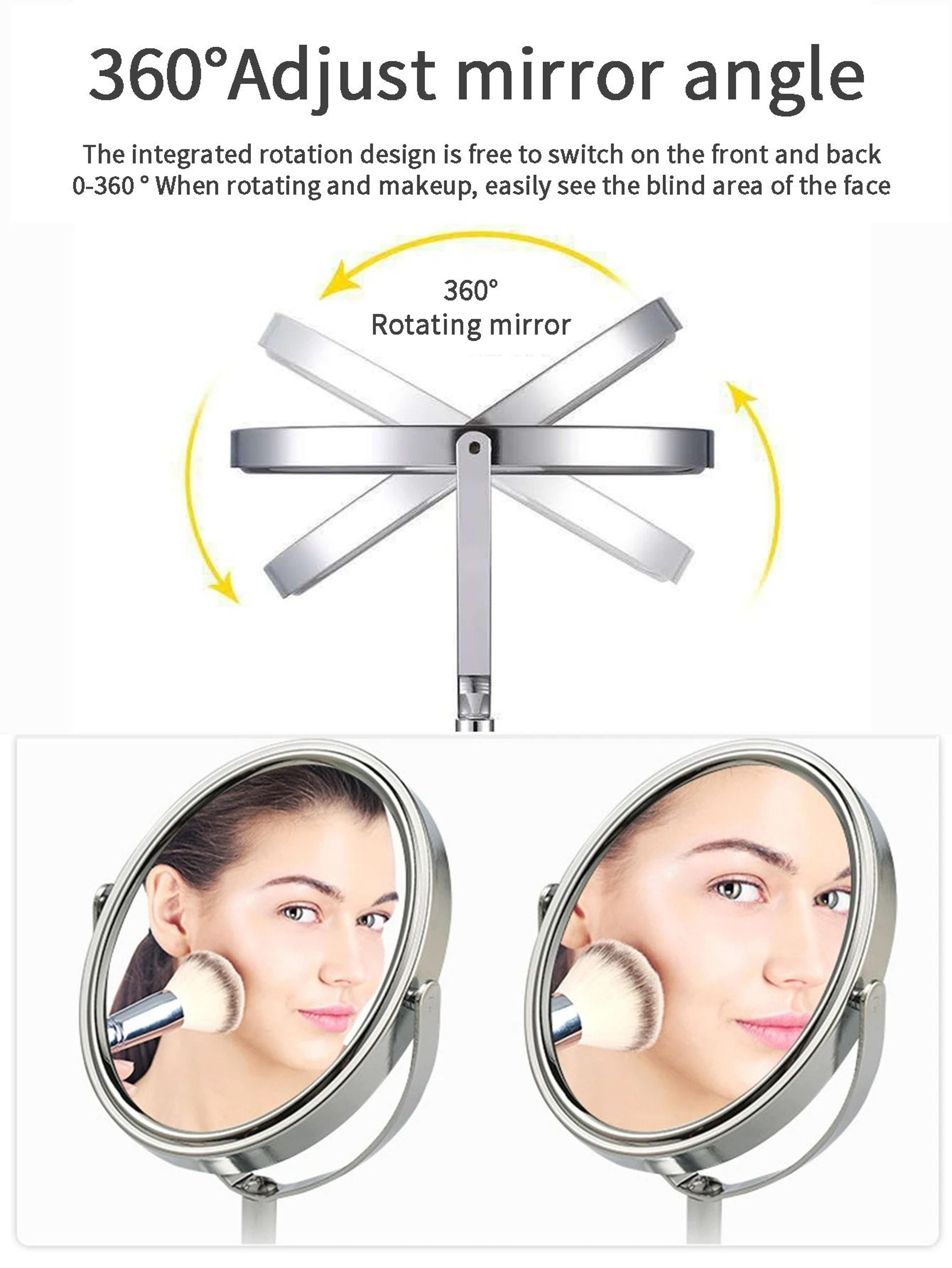 Large Silver DoubleSided Tabletop Magnifying Cosmetic Mirror 5