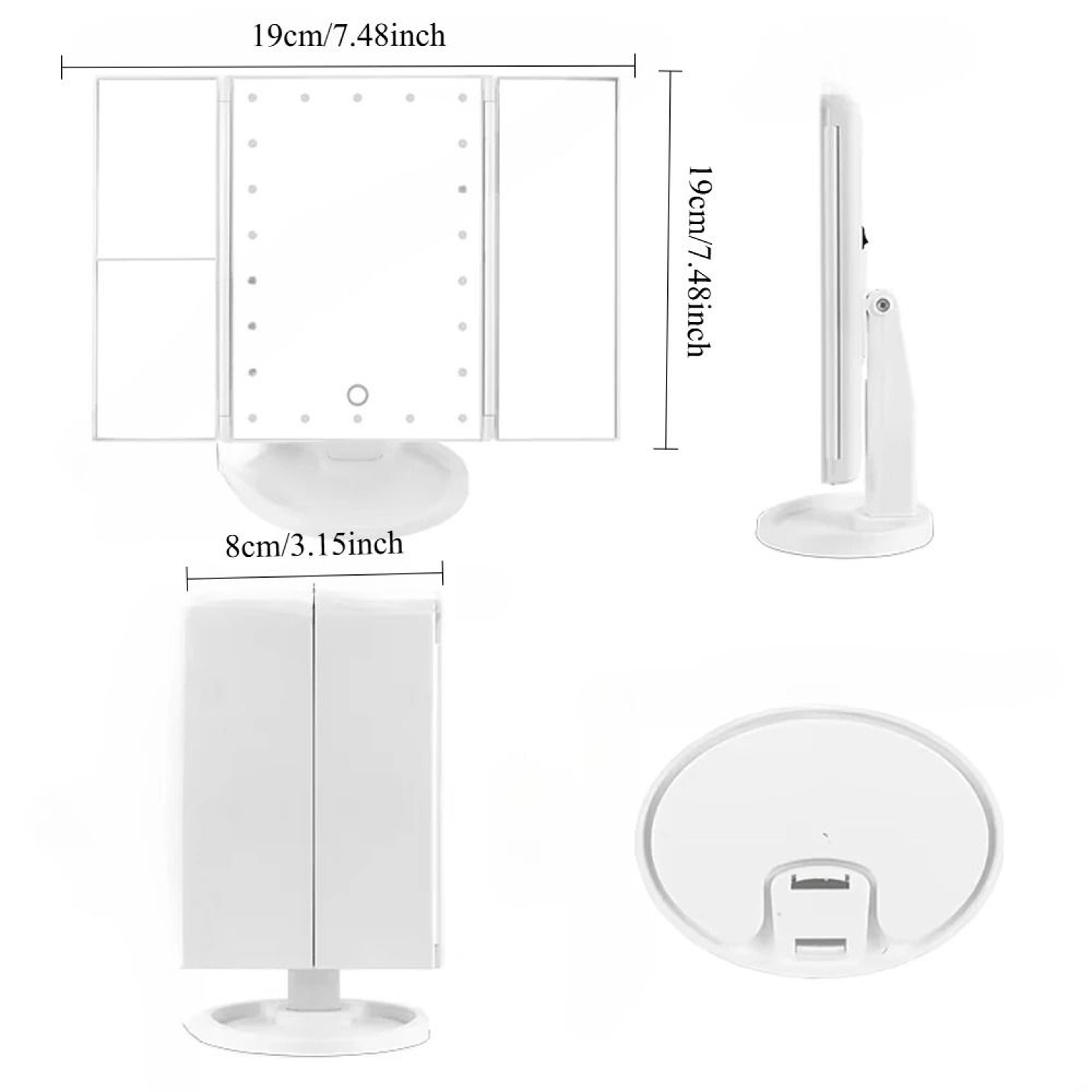 Trifold LED Vanity Makeup Mirror With 1X2X3X Magnification 5