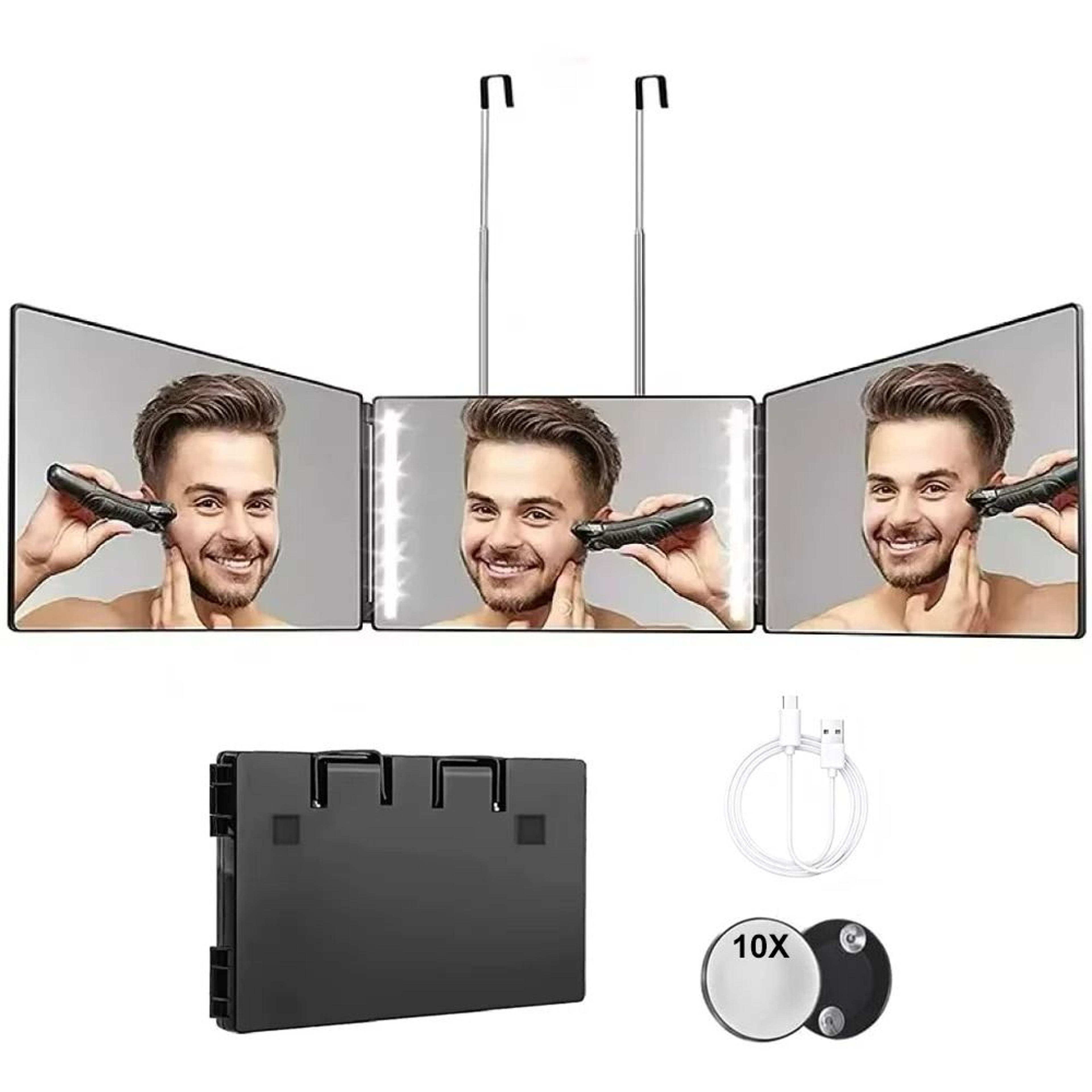 Travel Portable 360 Trifold Vanity Mirror With Telescoping Hooks 10