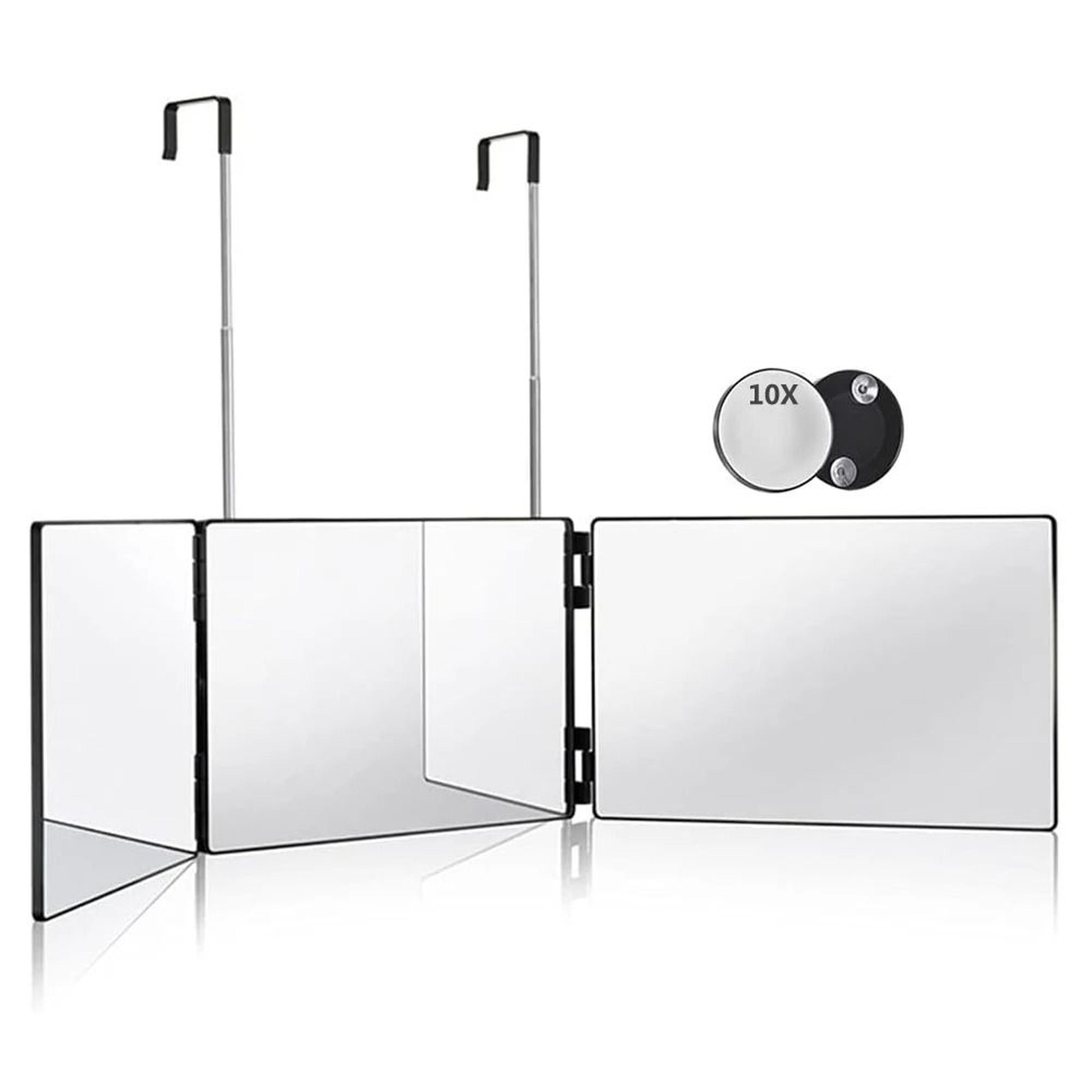 Travel Portable 360 Trifold Vanity Mirror With Telescoping Hooks 11