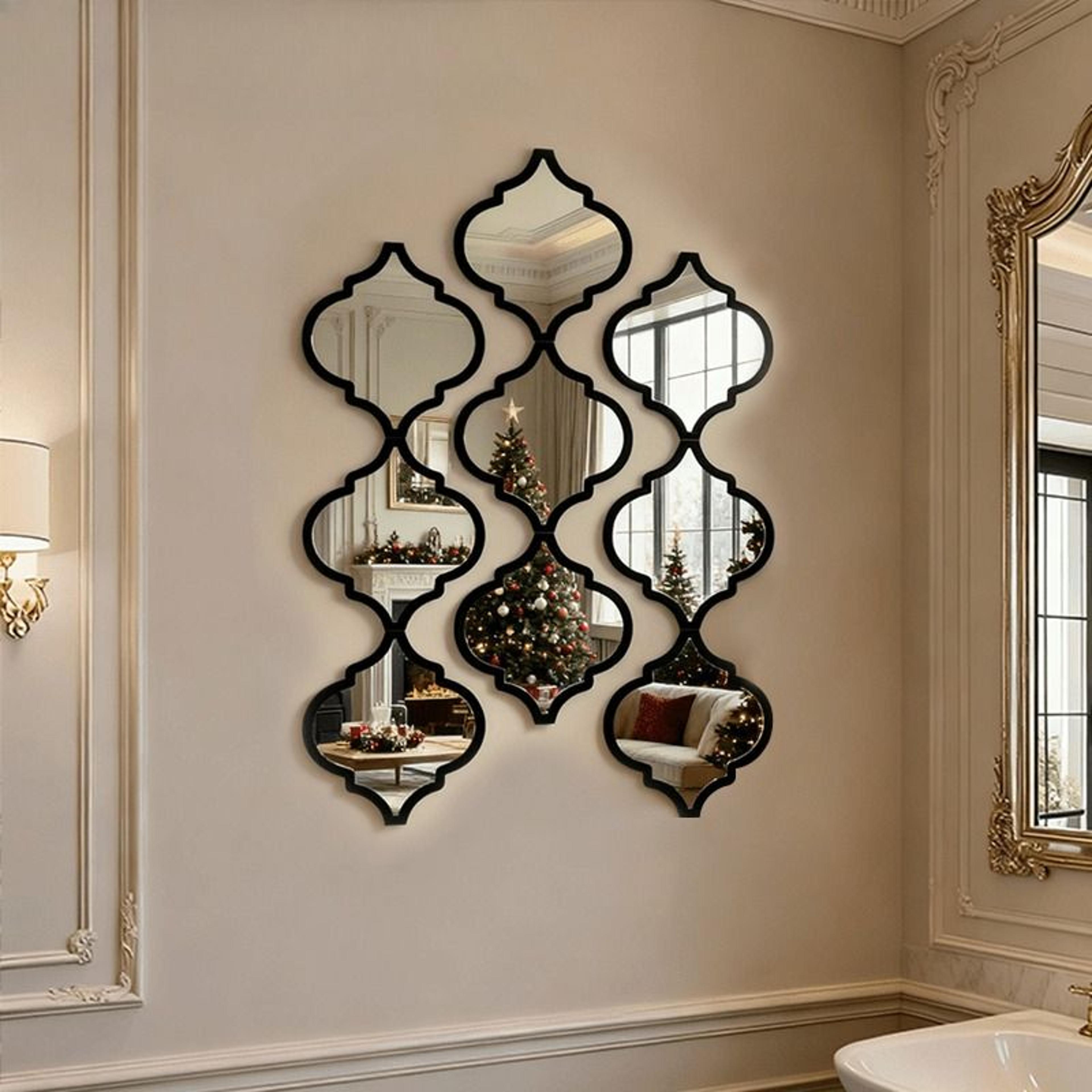 12-piece moroccan plastic frame wall mirror set