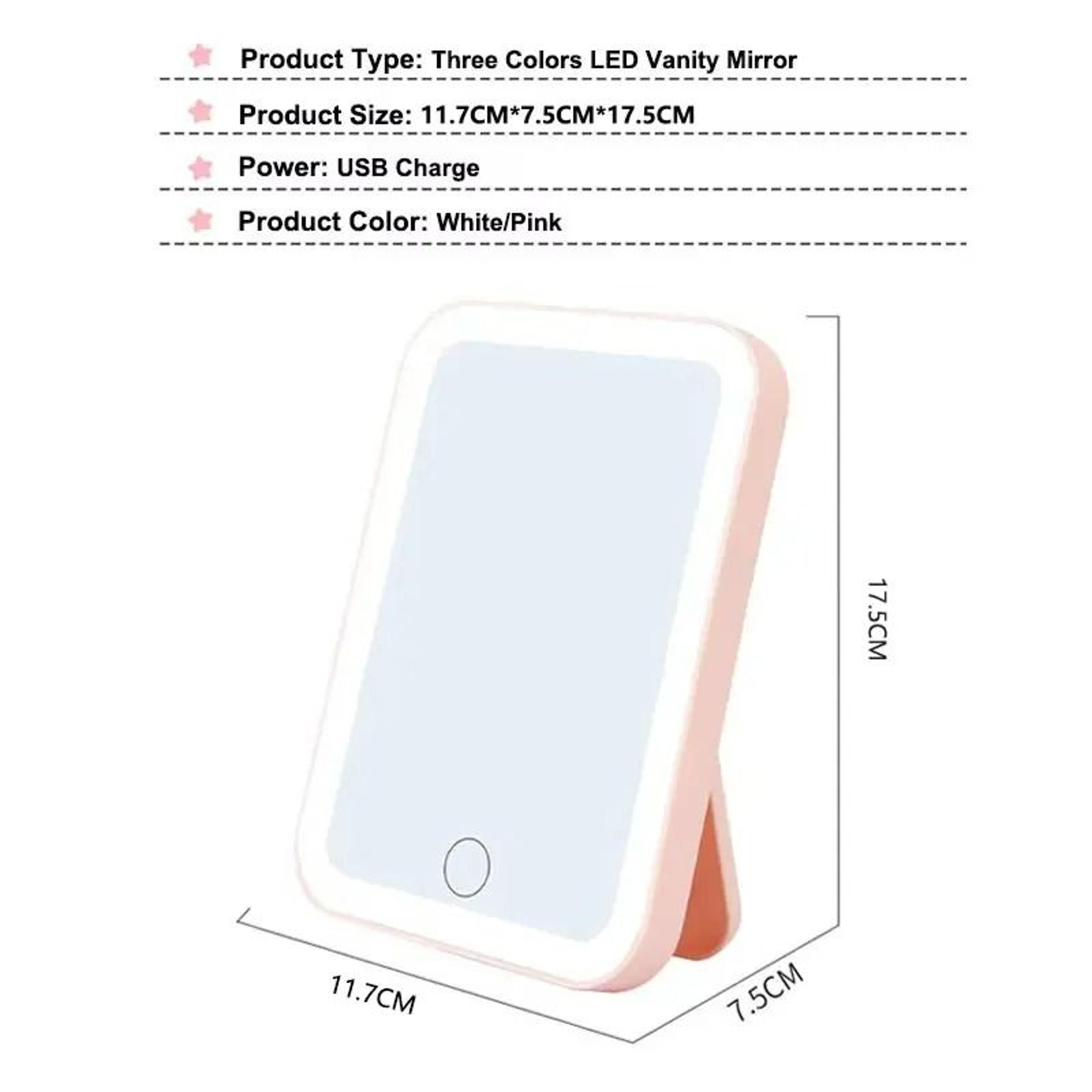 3Color LED Touch Screen Portable Vanity Mirror 4