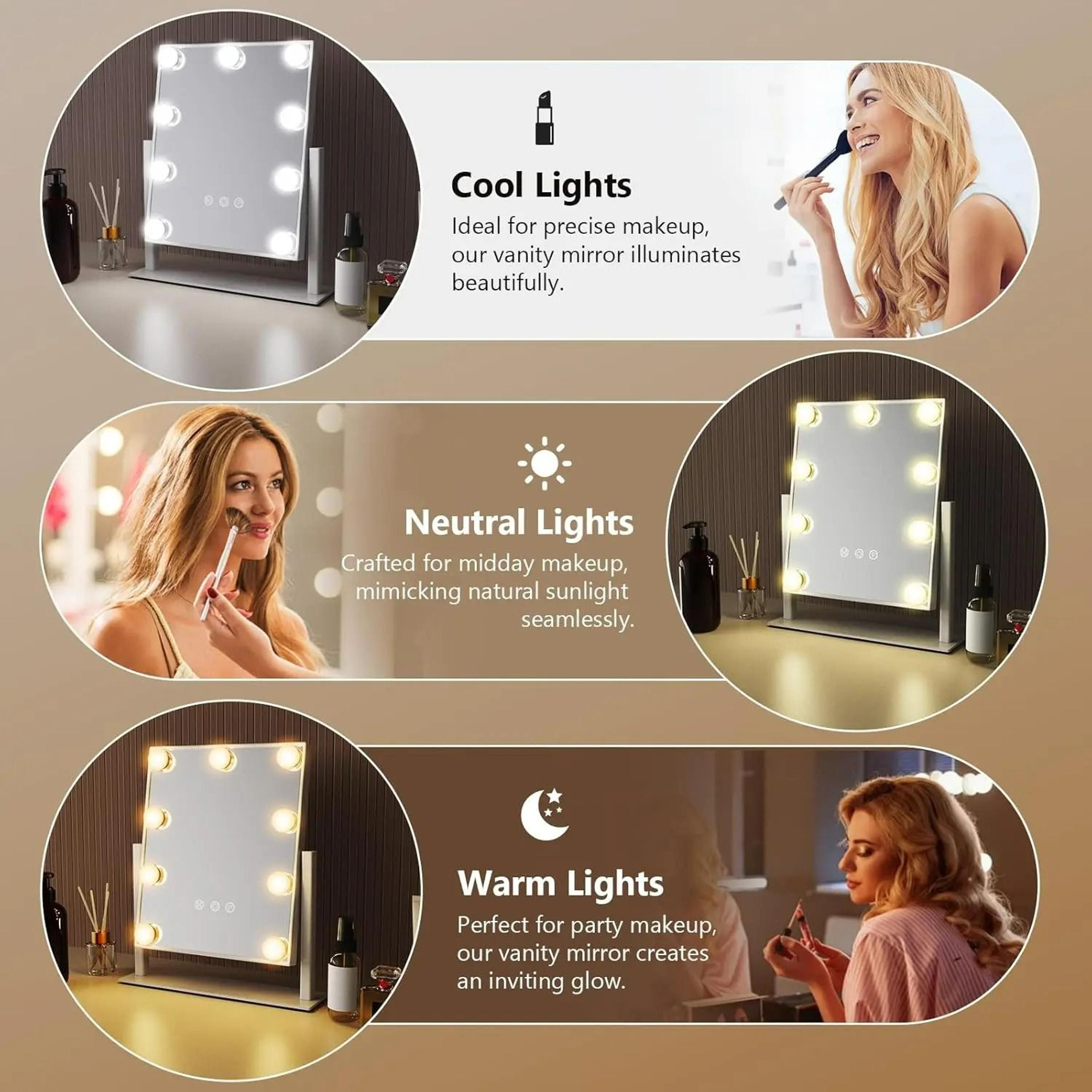 Hollywood Vanity Mirror With 9 LED Bulbs And 360 Rotation 5
