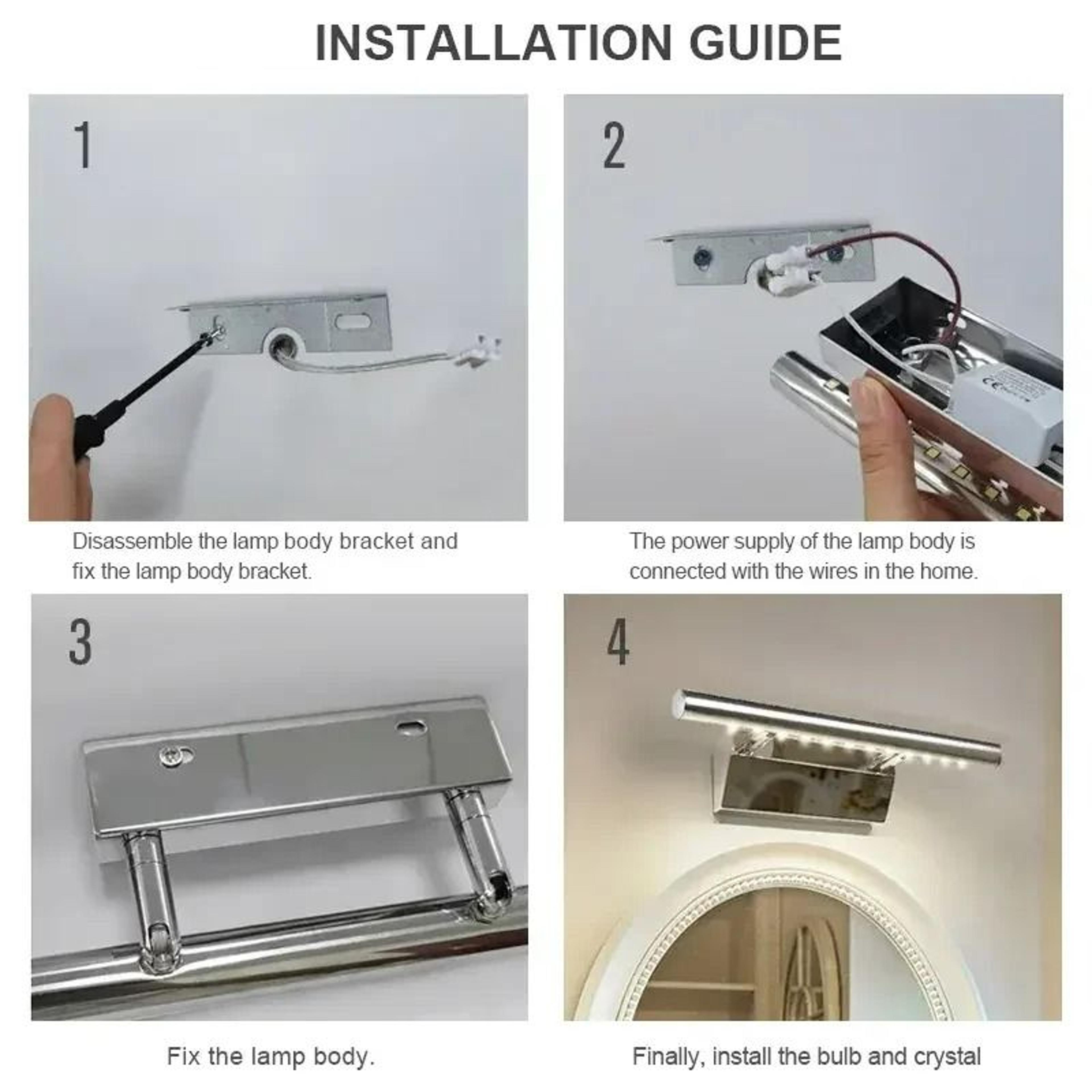 Luxury Stainless Steel LED Bathroom Mirror Light Sconce 4
