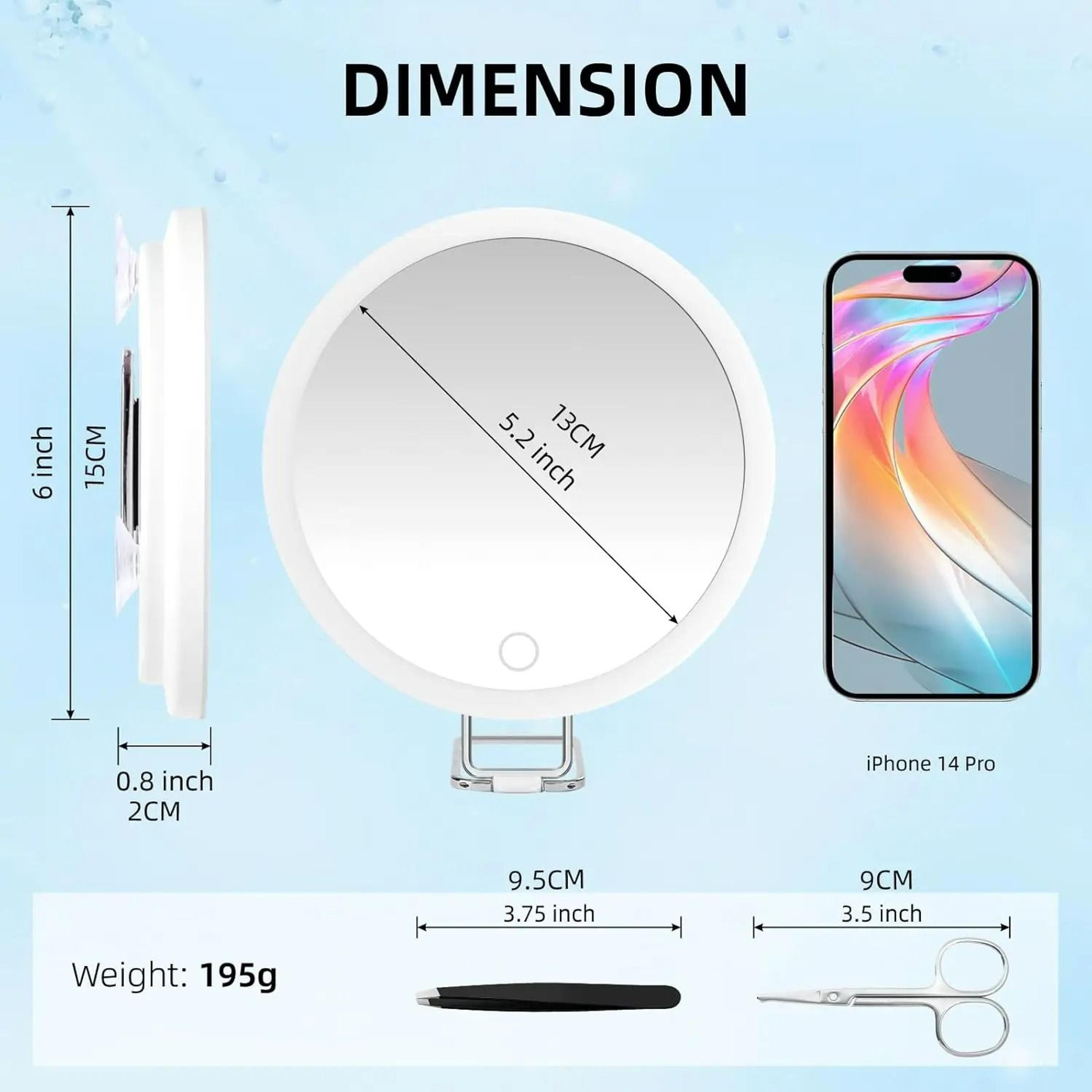 30X Magnifying LED Makeup Mirror Set With Tweezers  Scissors 5