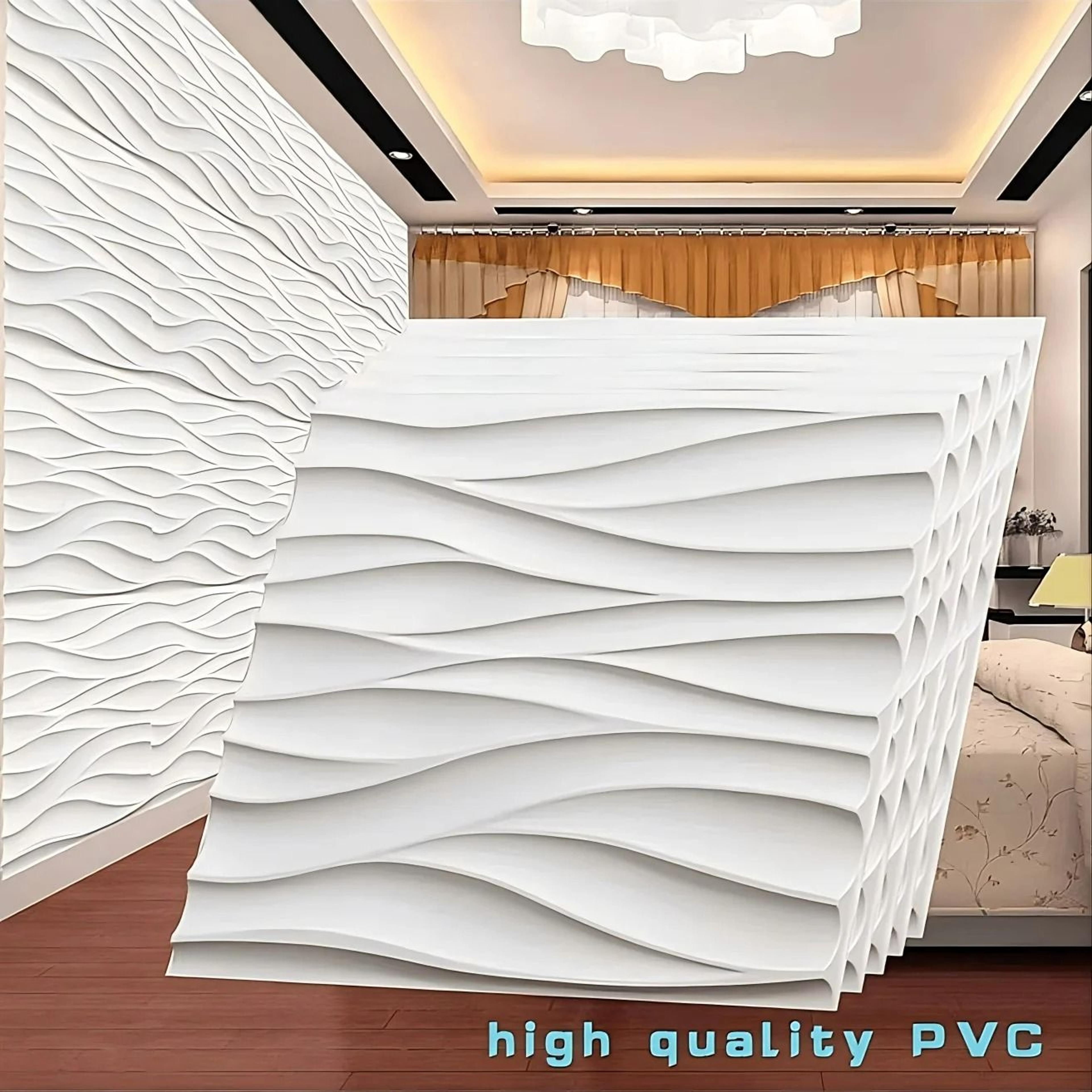 3D Sculpted Wave Modular Paintable Wall Panel Tiles 2
