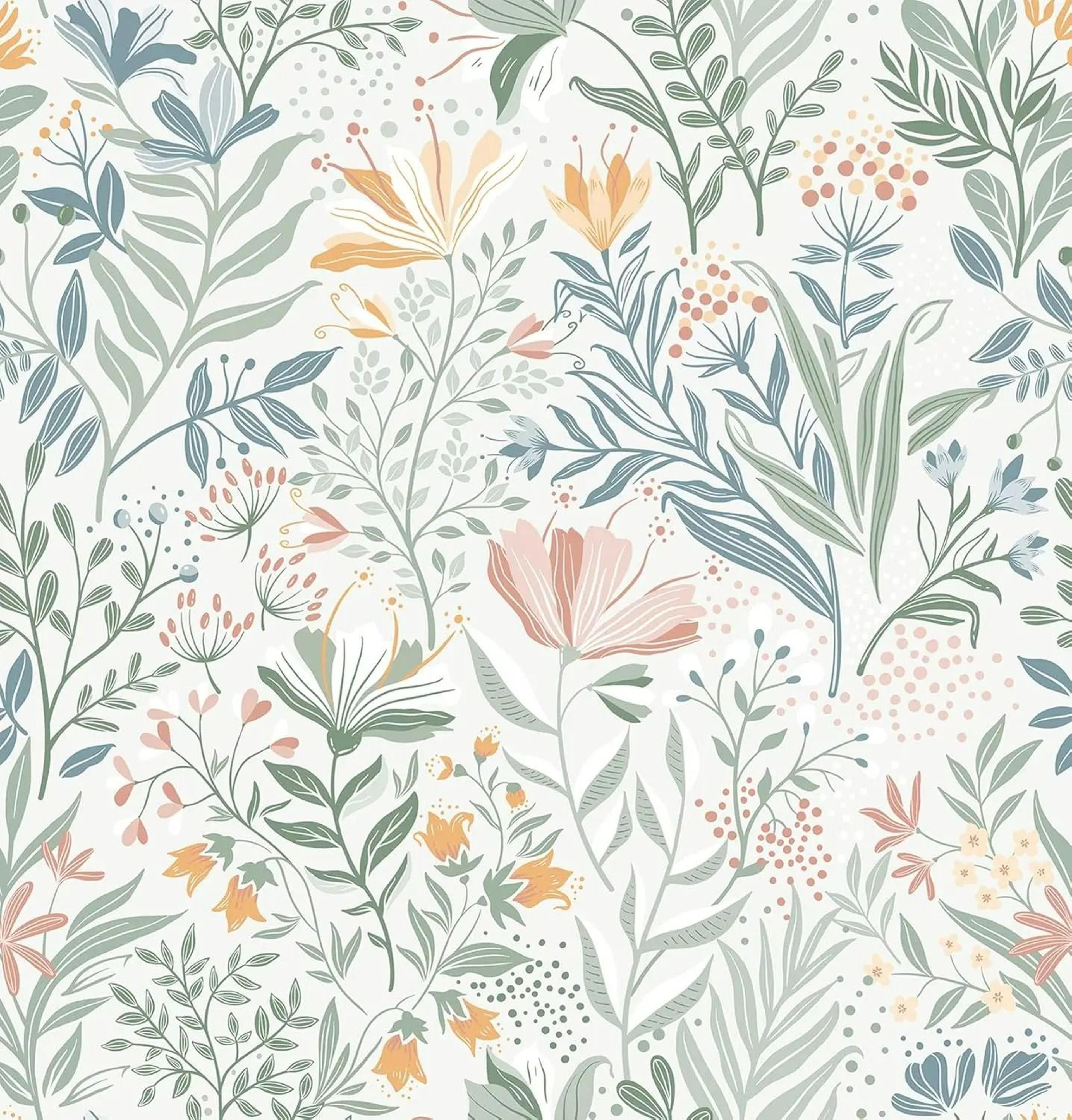 boho floral peel and stick removable waterproof wallpaper roll