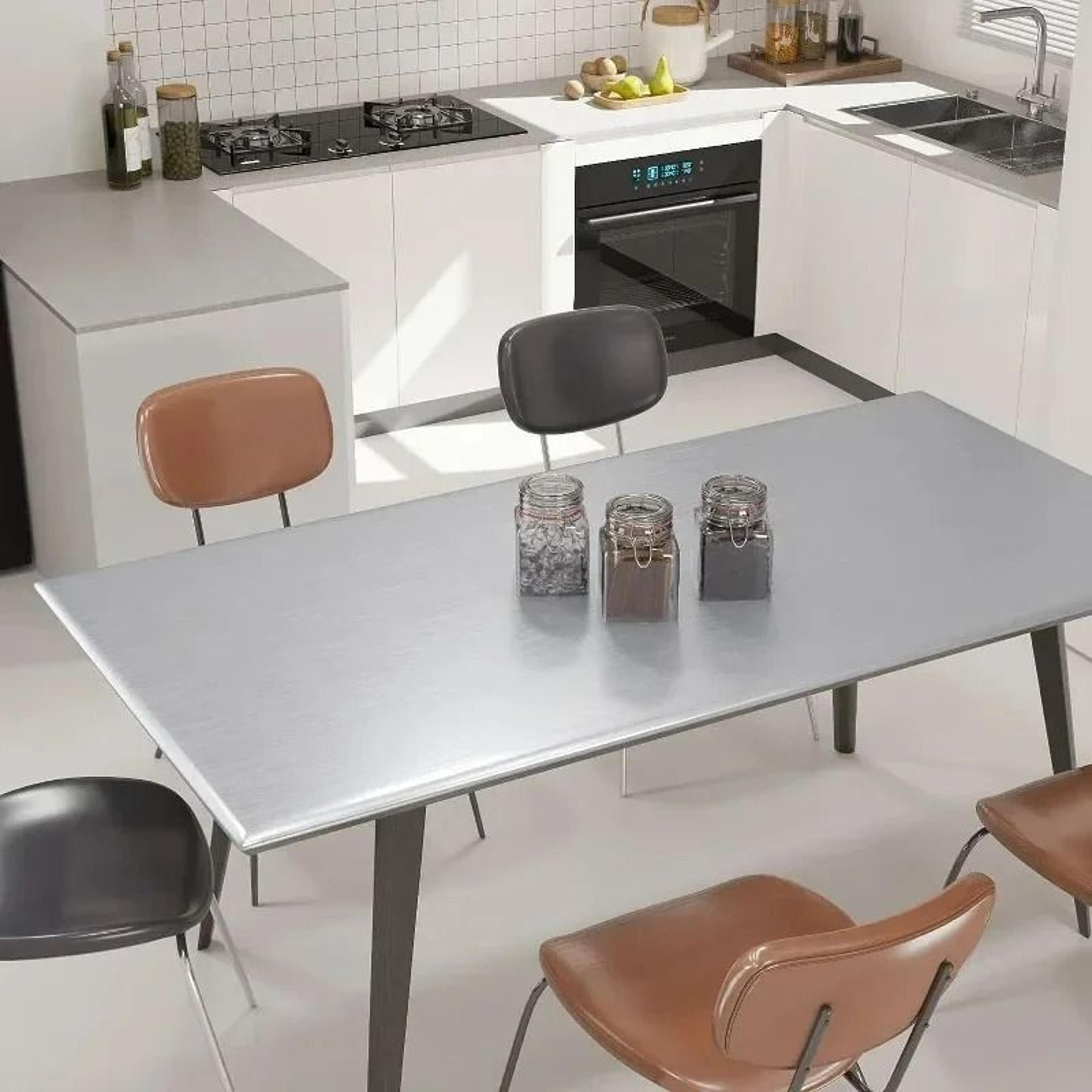 Brushed Metallic Stainless Steel Contact Paper Roll 5