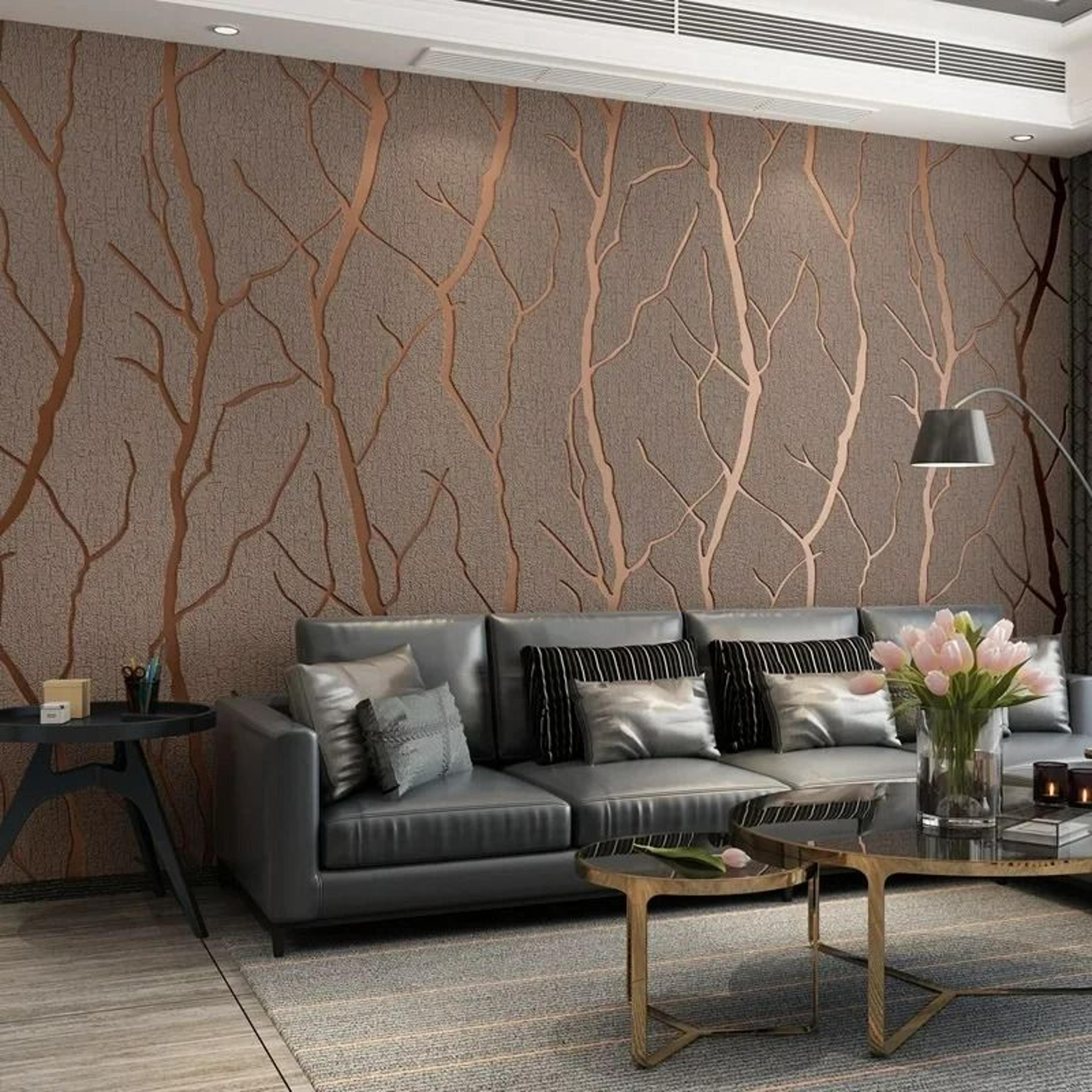 modern minimalist line deerskin velvet non-woven wallpaper roll