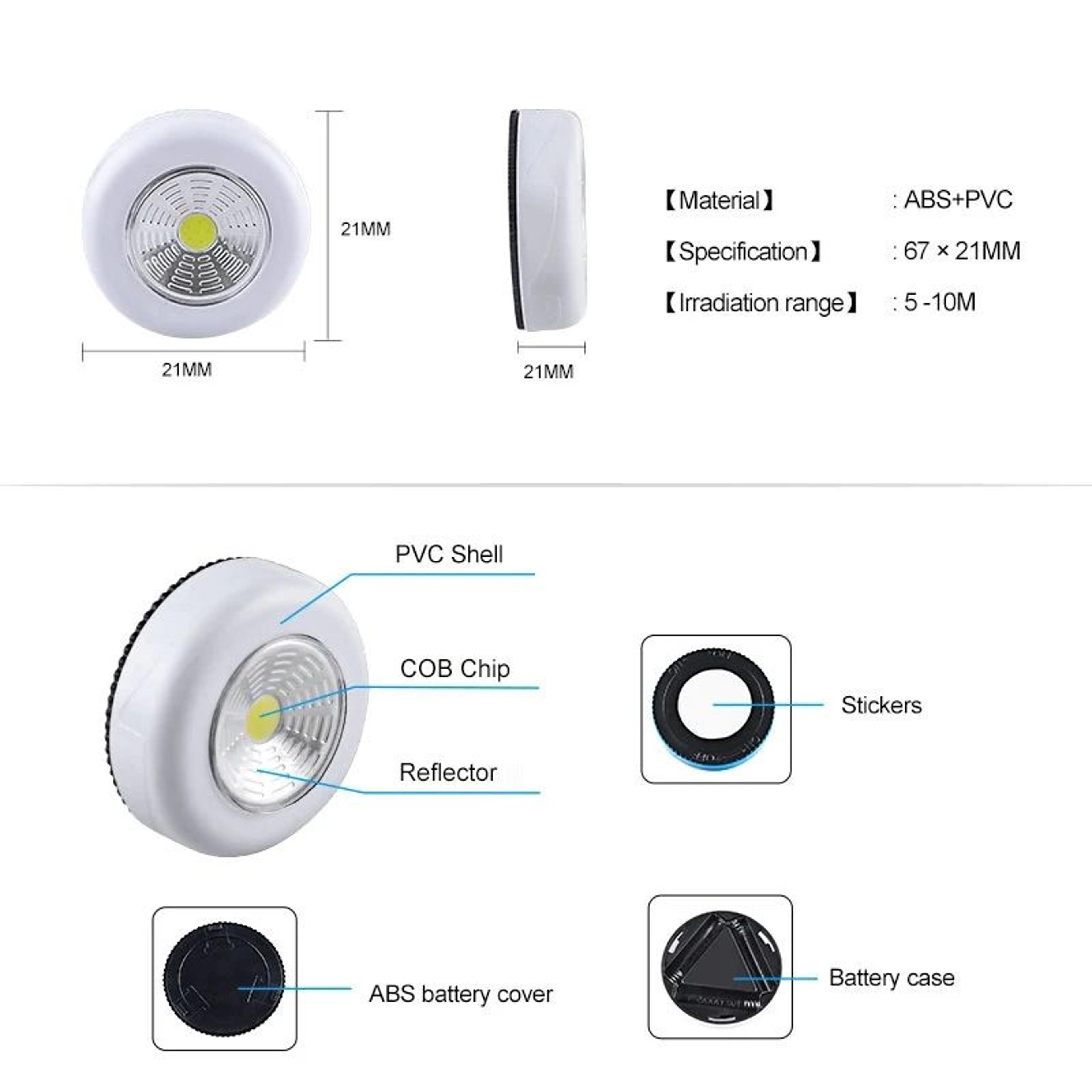 COB LED StickOn Touch Puck Light 5