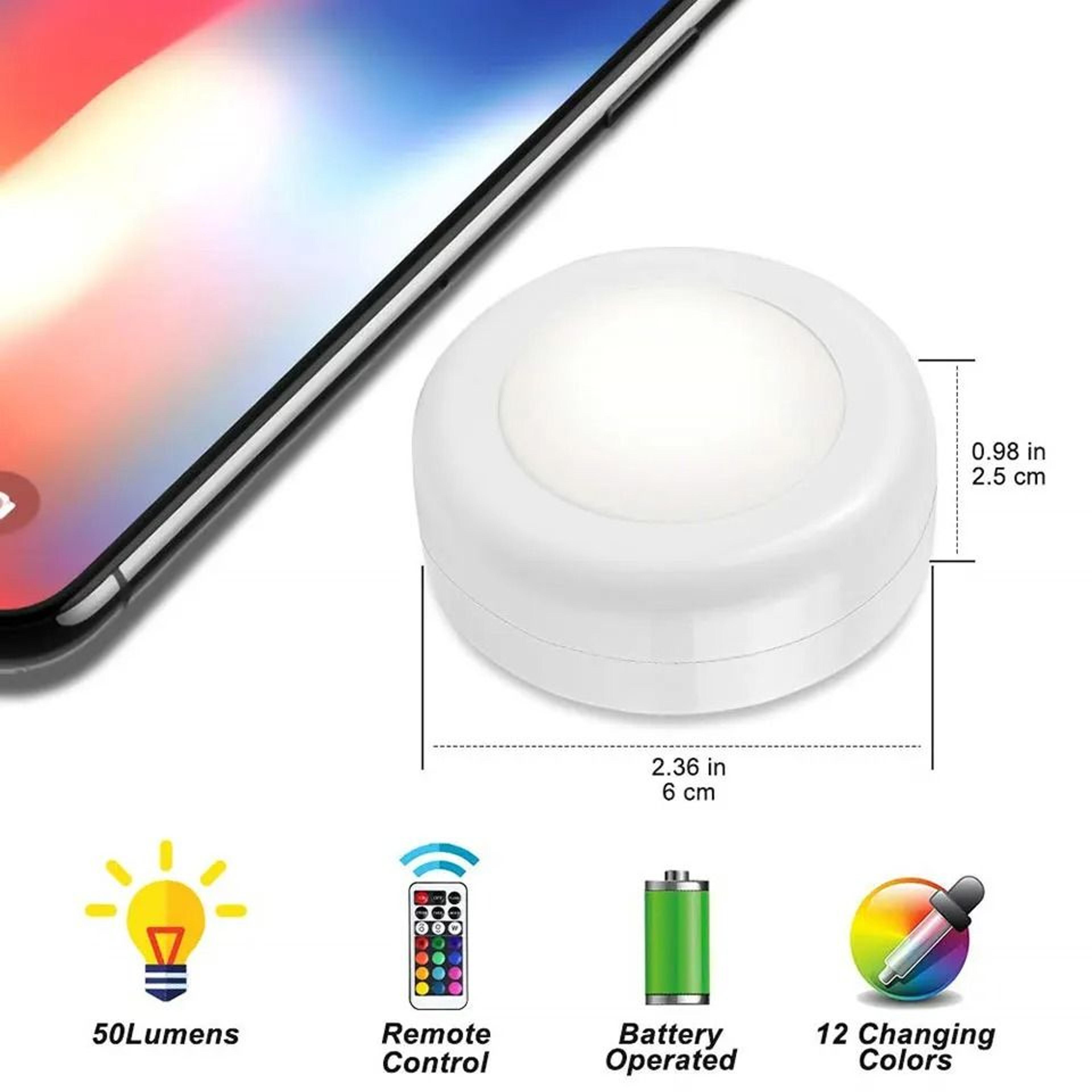 BatteryPowered RGB LED Puck Lights With Remote Control 10 Pack 4