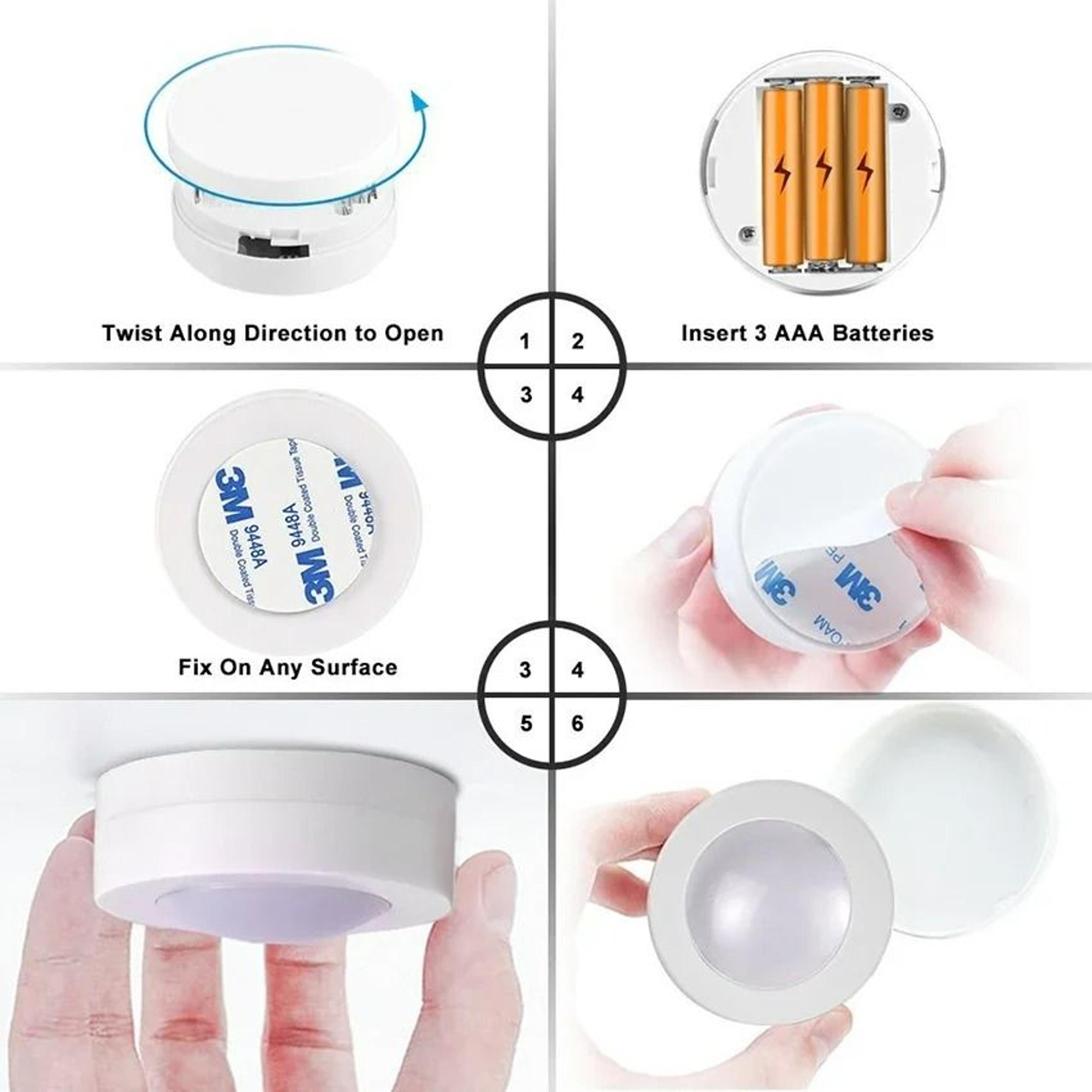 Wireless 3Color LED Puck Lights With Remote Control 6 Pack 3