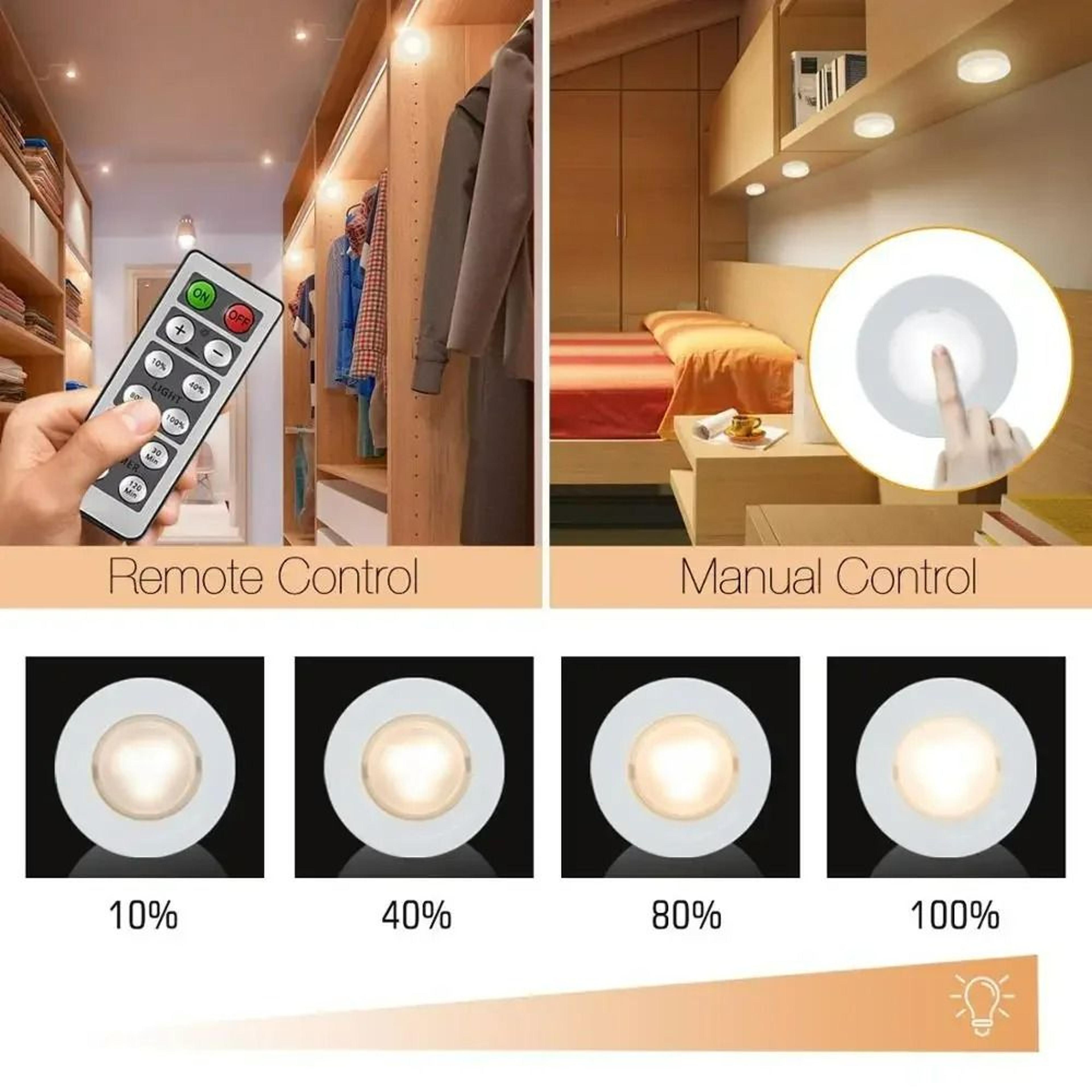 Wireless 3Color LED Puck Lights With Remote Control 6 Pack 2