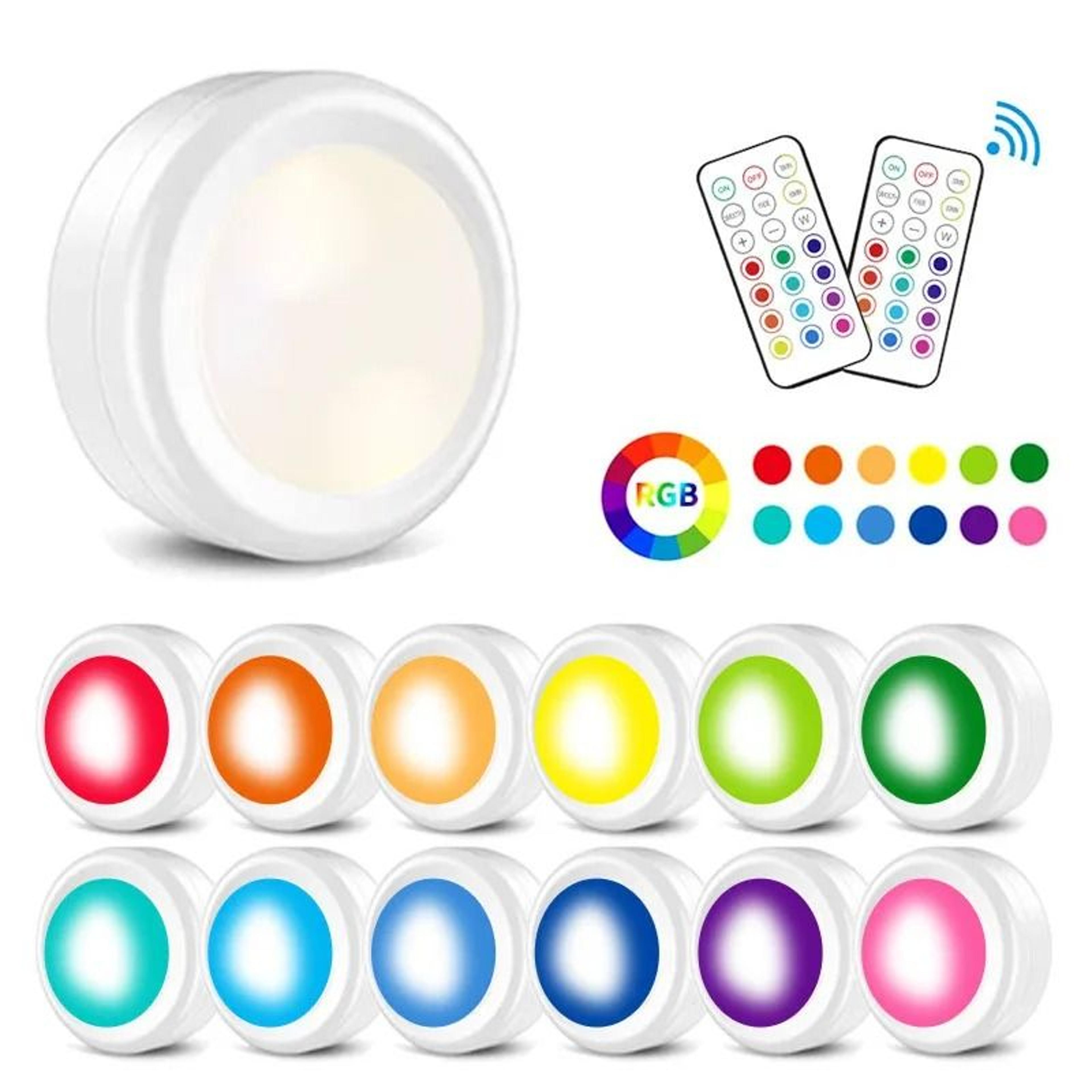 Wireless 16Color RGBW LED Puck Lights With Remote Control 2