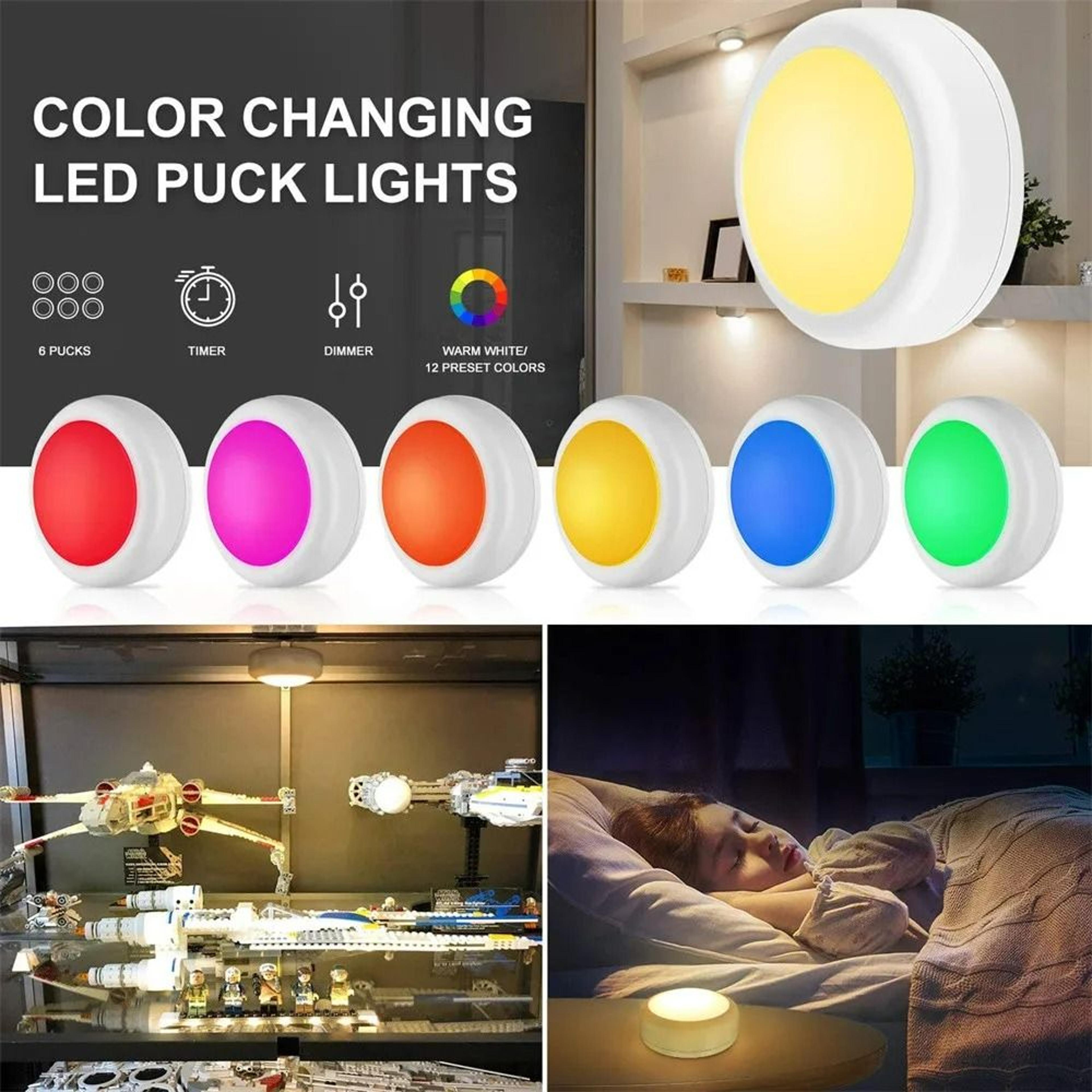 USB Rechargeable RGBW LED Puck Lights With Remote Control 3 Pack 5