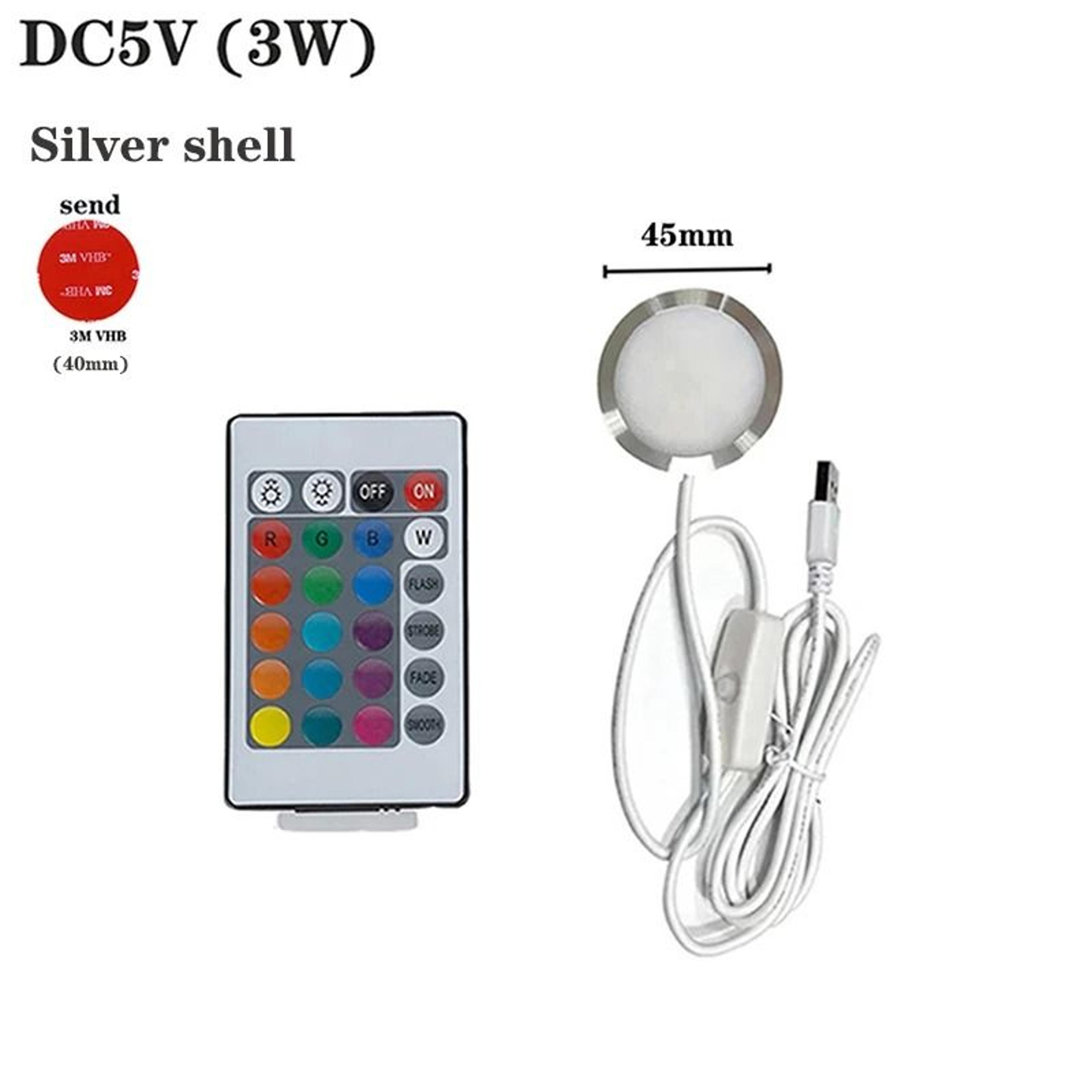 5V USB RGB Dimmable UnderCabinet Puck Light Set 4