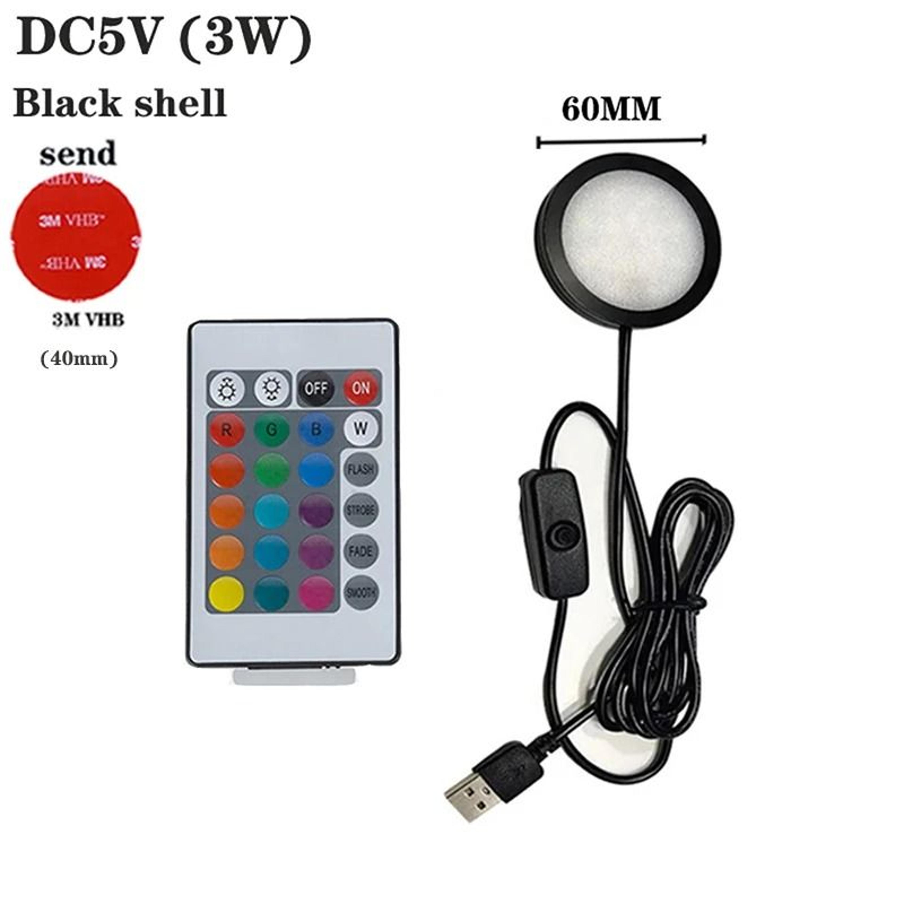5V USB RGB Dimmable UnderCabinet Puck Light Set 9