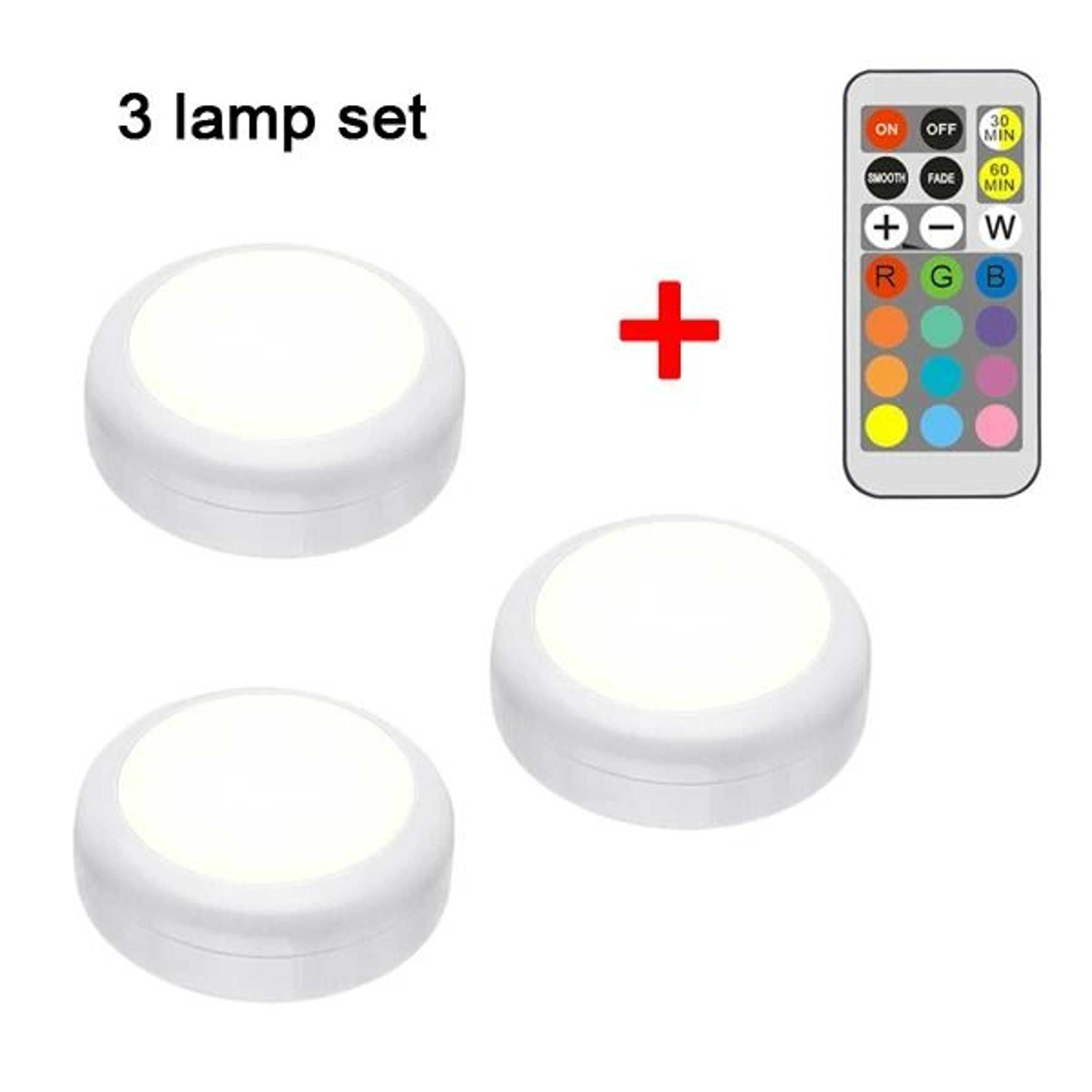 Wireless RGB LED Puck Lights With Remote Control 3 Pack 6