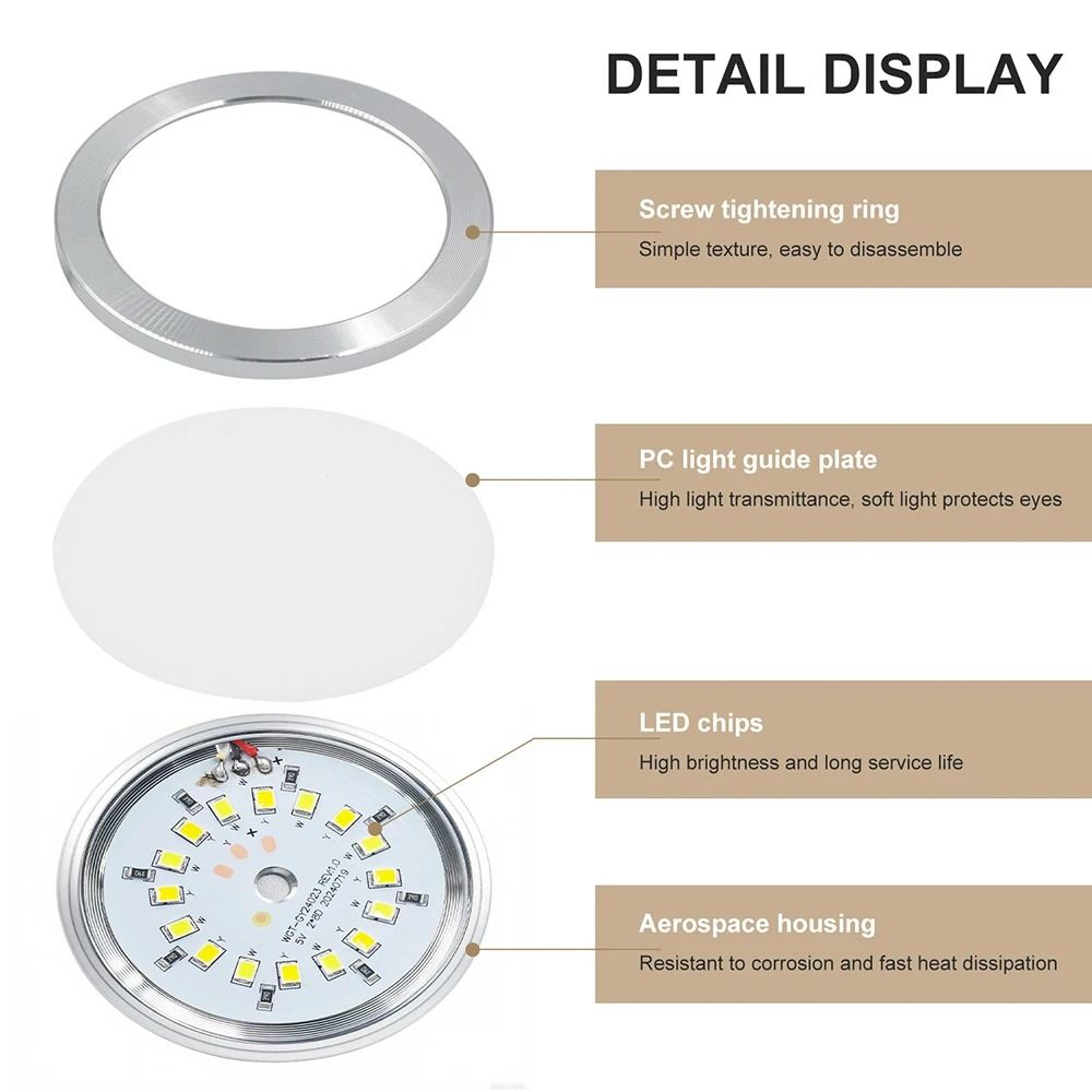 Round CCT LED Puck Light Set With 13Key Remote  USB Hub Kit 5 Pack 5