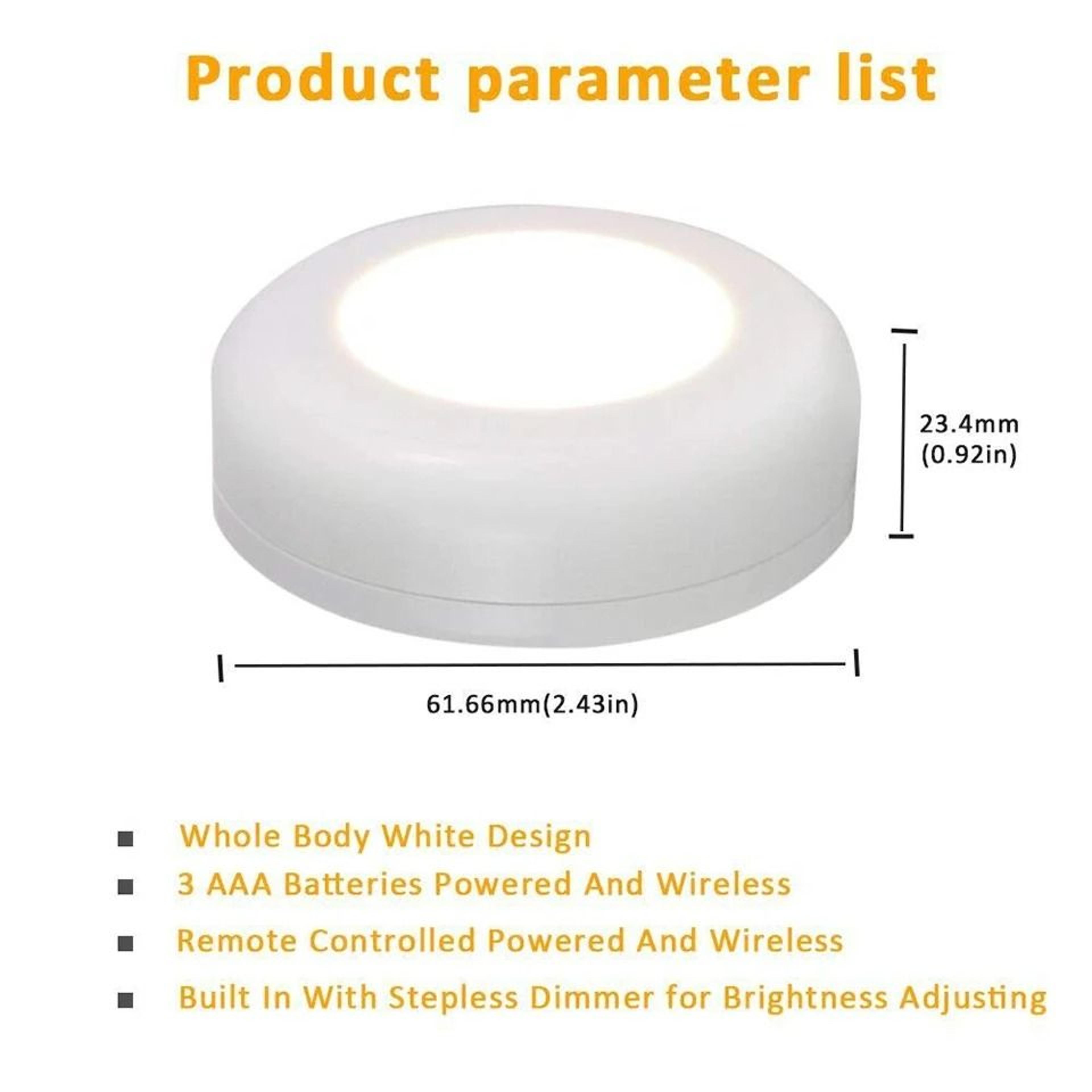 Wireless Dimmable LED Puck Lights With Remote Control 10 Pack 1