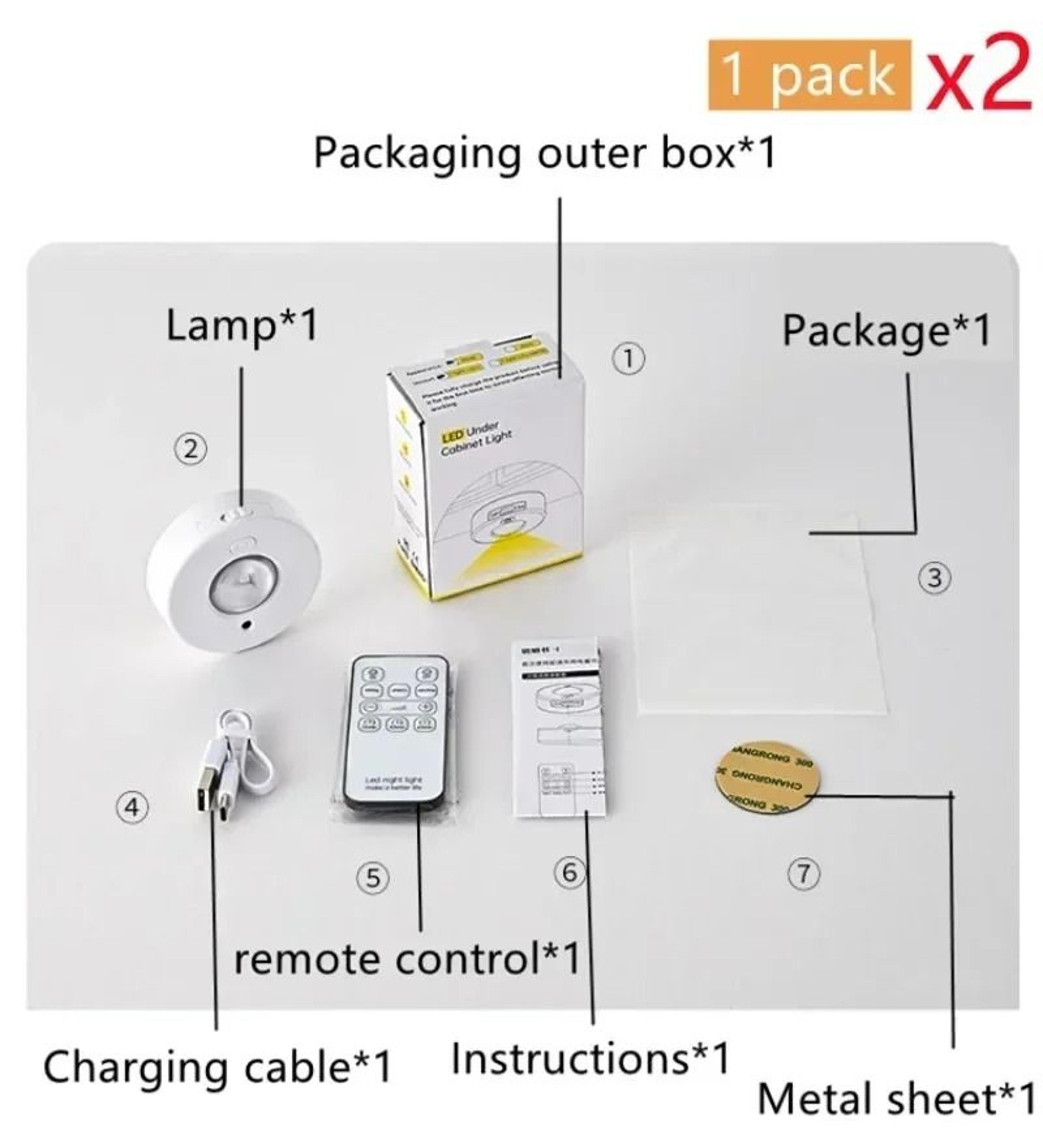 Multi Color Dimmable RGB LED Puck Light Set Remote Control Rechargeable Cabinet Night Light 8