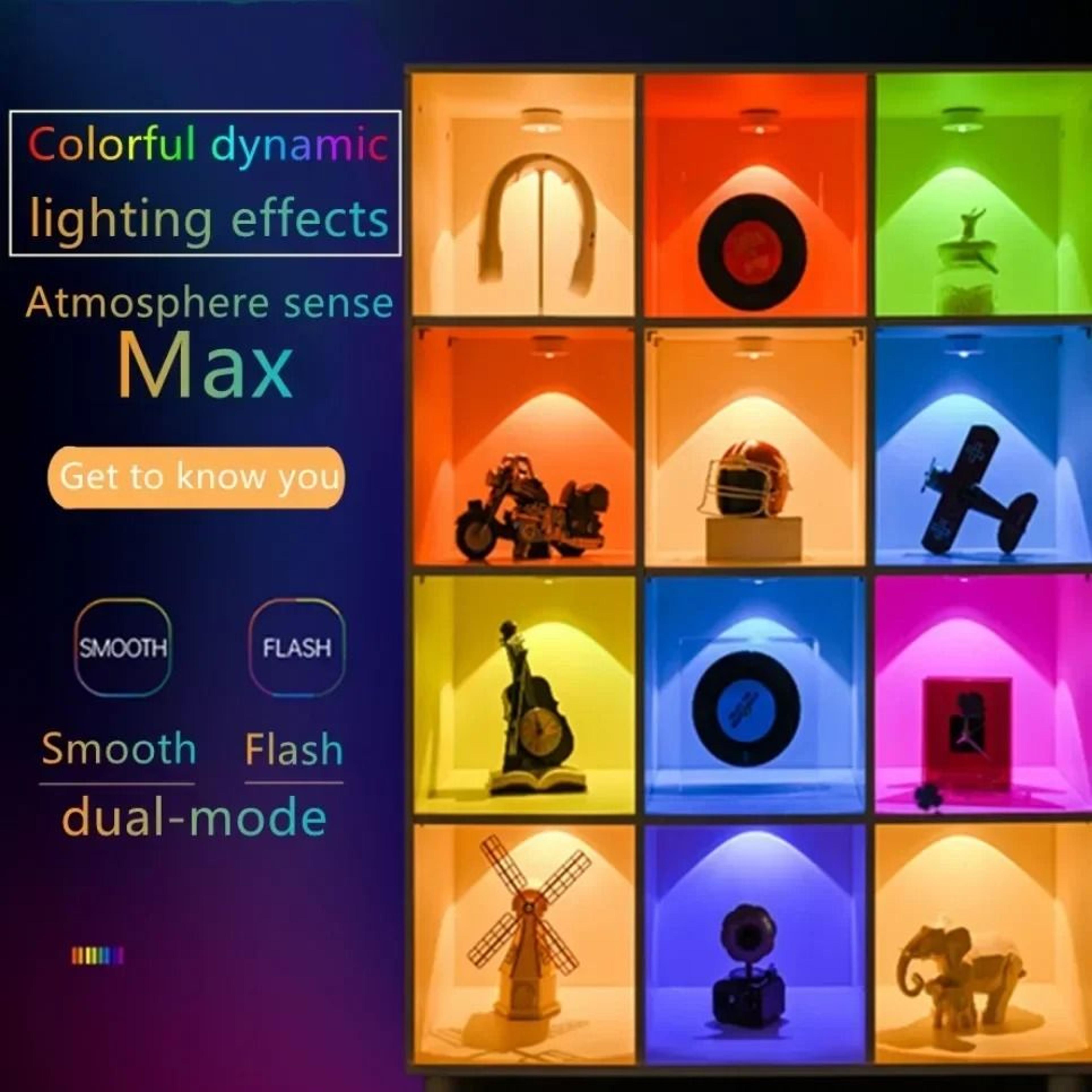 Multi Color Dimmable RGB LED Puck Light Set Remote Control Rechargeable Cabinet Night Light 4