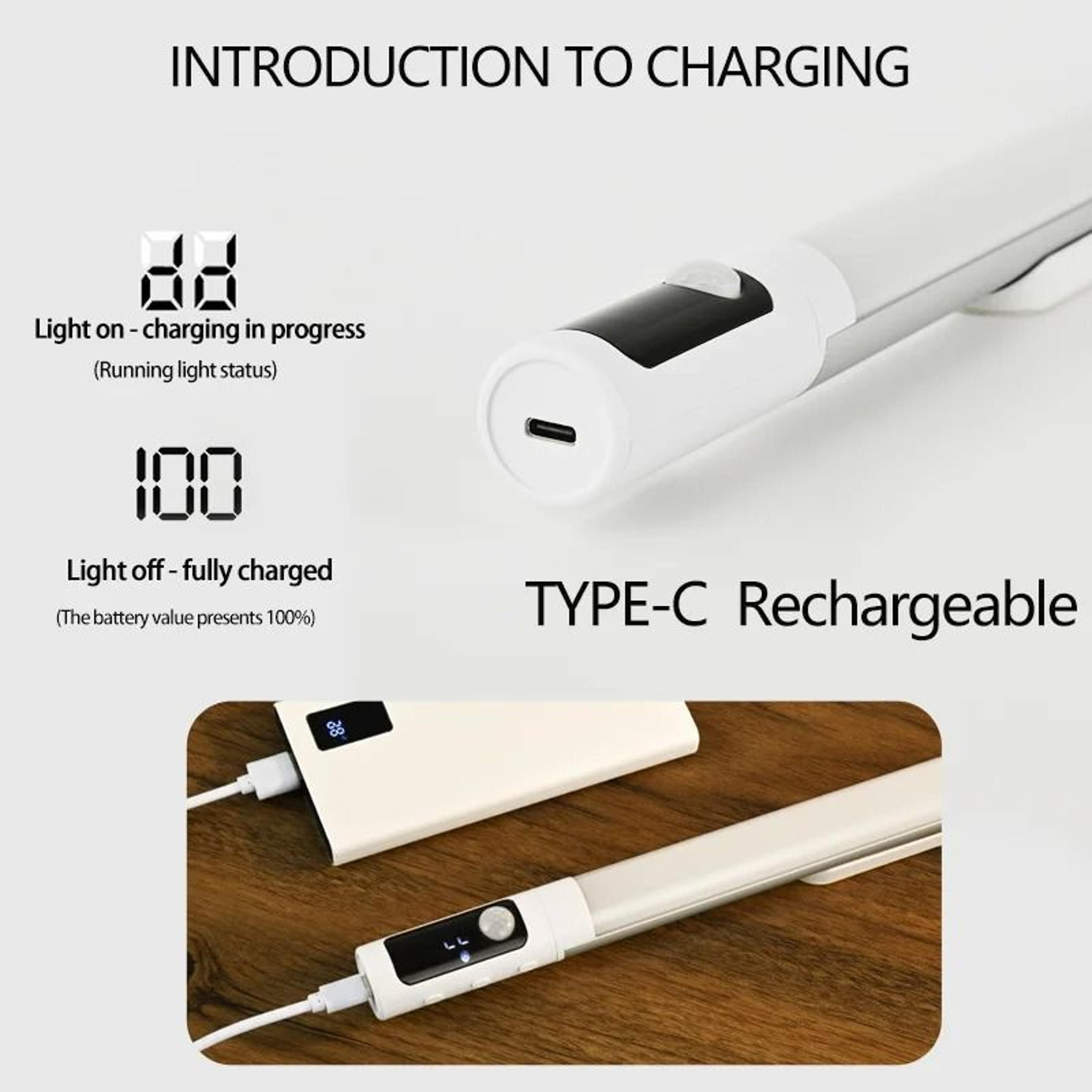 Digital Display Motion Sensor LED Desk Lamp TypeC Rechargeable Night Light 4