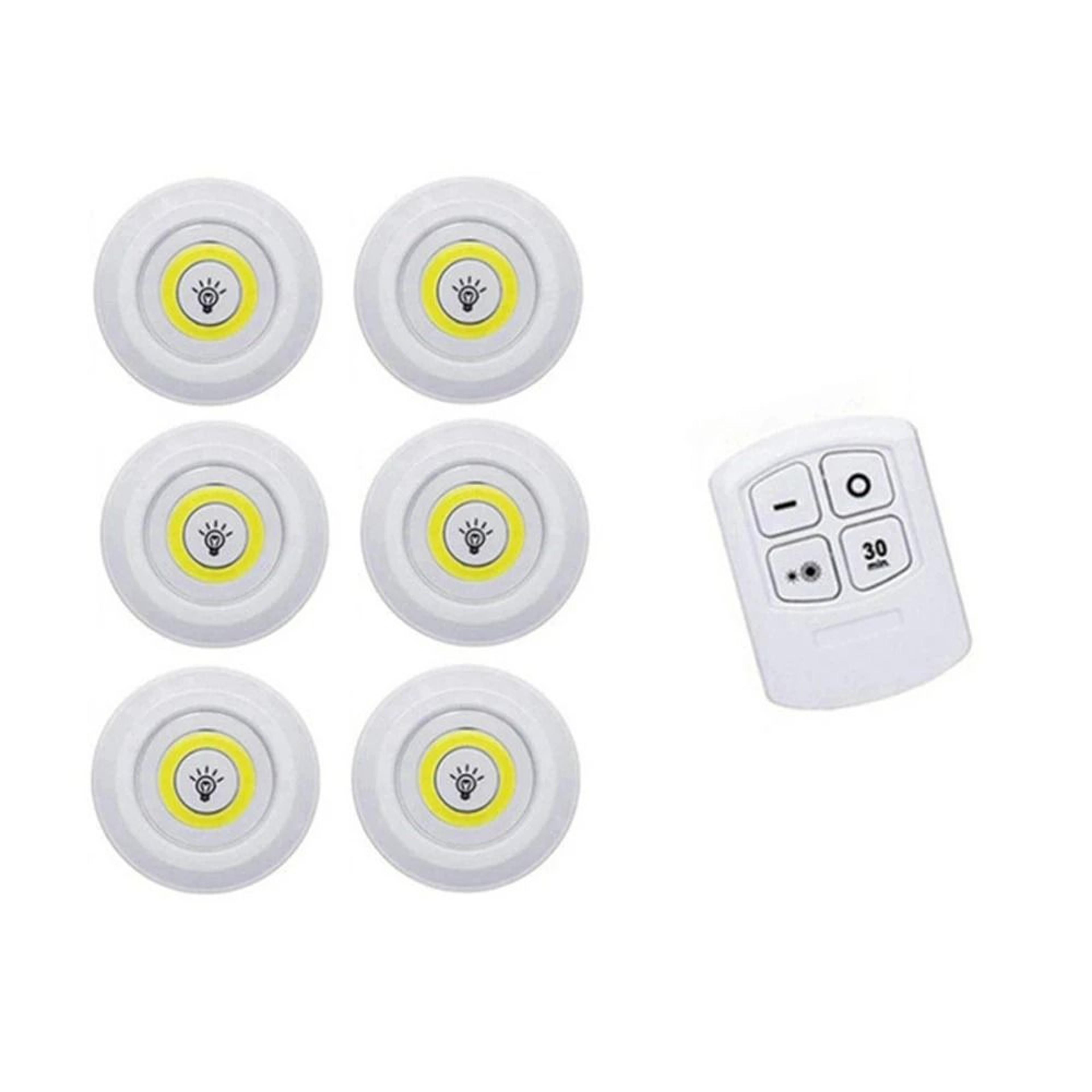 Dimmable Wireless LED Under Cabinet Light Set Remote Control Puck Night Lights 2