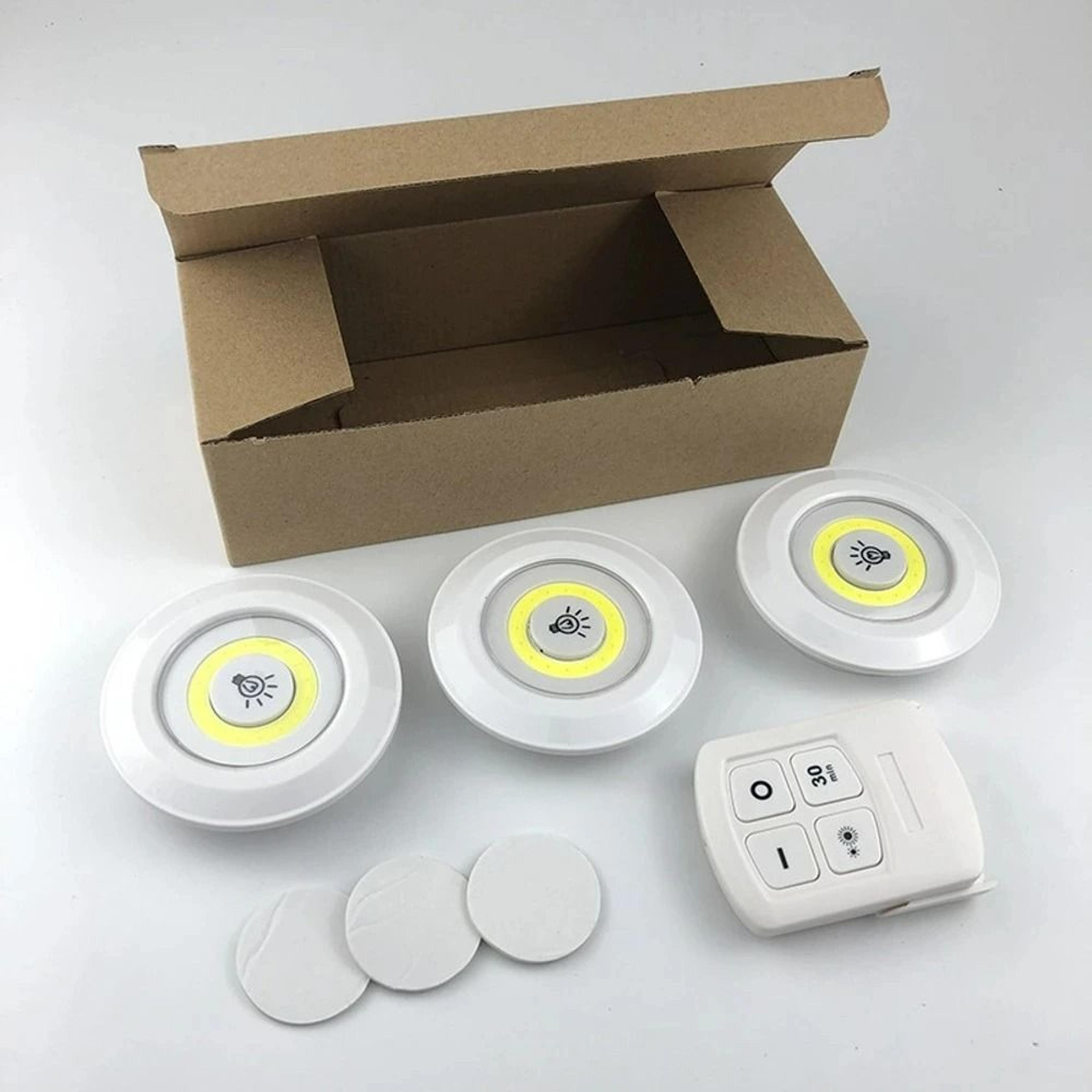 Dimmable Wireless LED Under Cabinet Light Set Remote Control Puck Night Lights 3