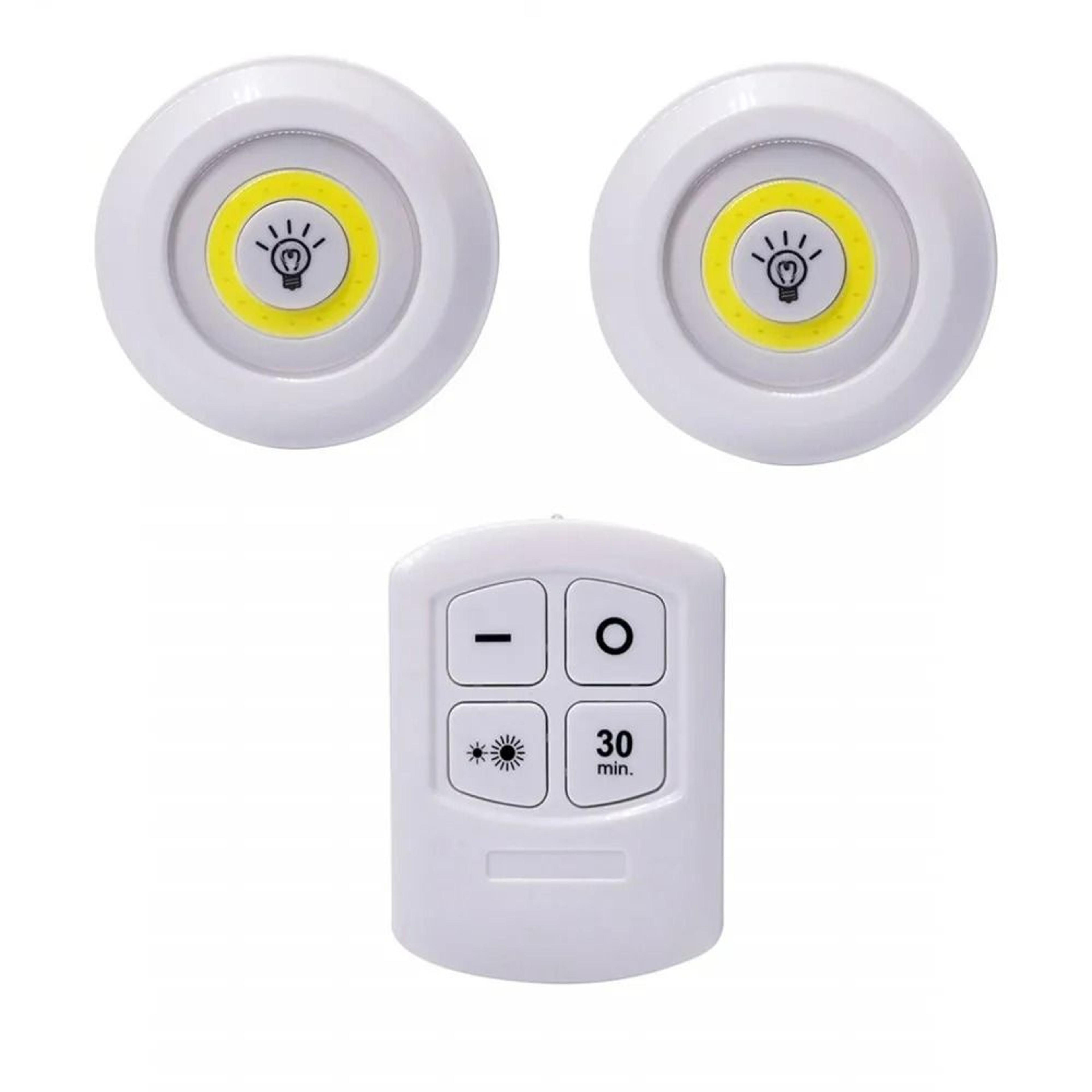 Dimmable Wireless LED Under Cabinet Light Set Remote Control Puck Night Lights 7