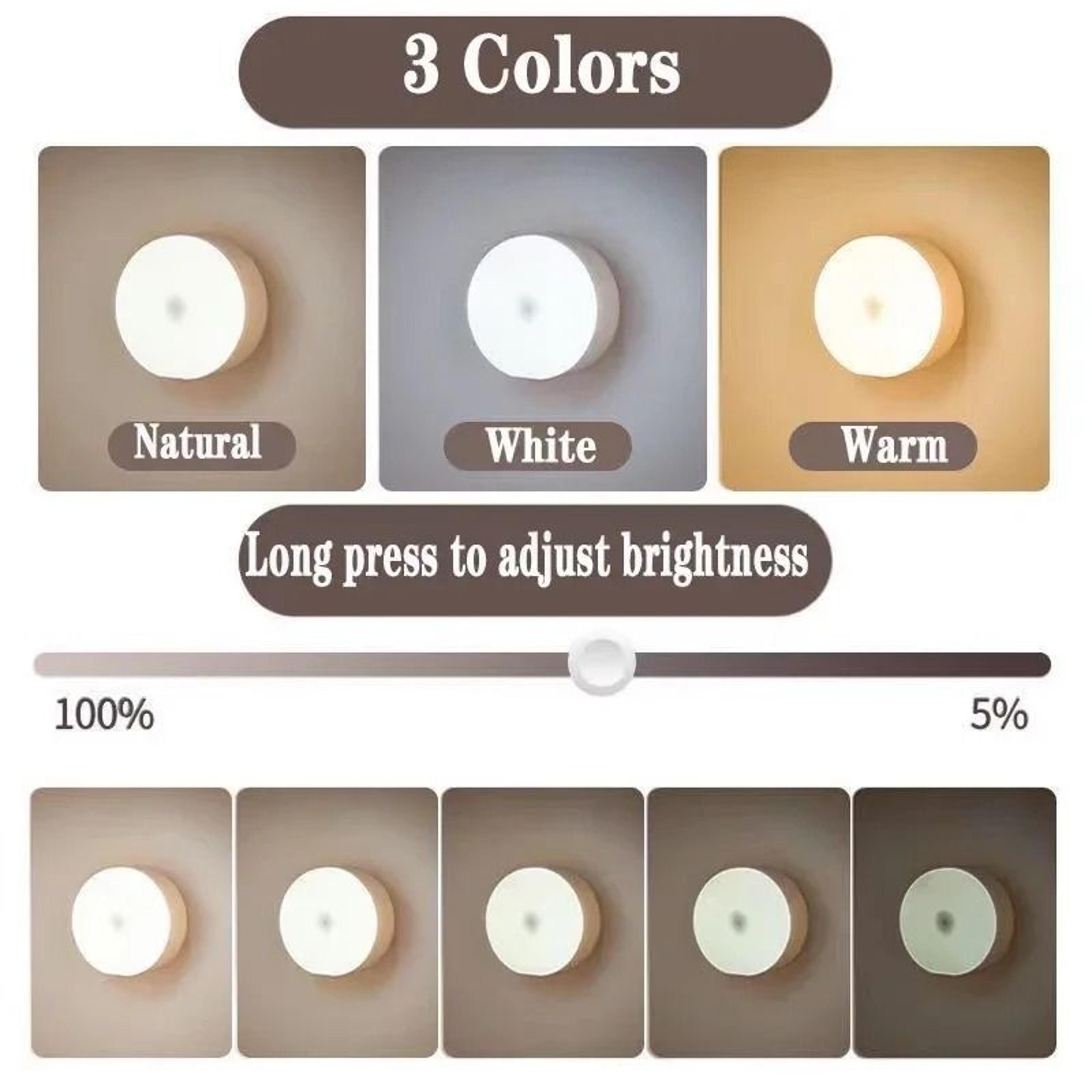 3Color Adjustable Wireless LED Closet Light 2Pack USB Rechargeable Cabinet Night Lamp 3