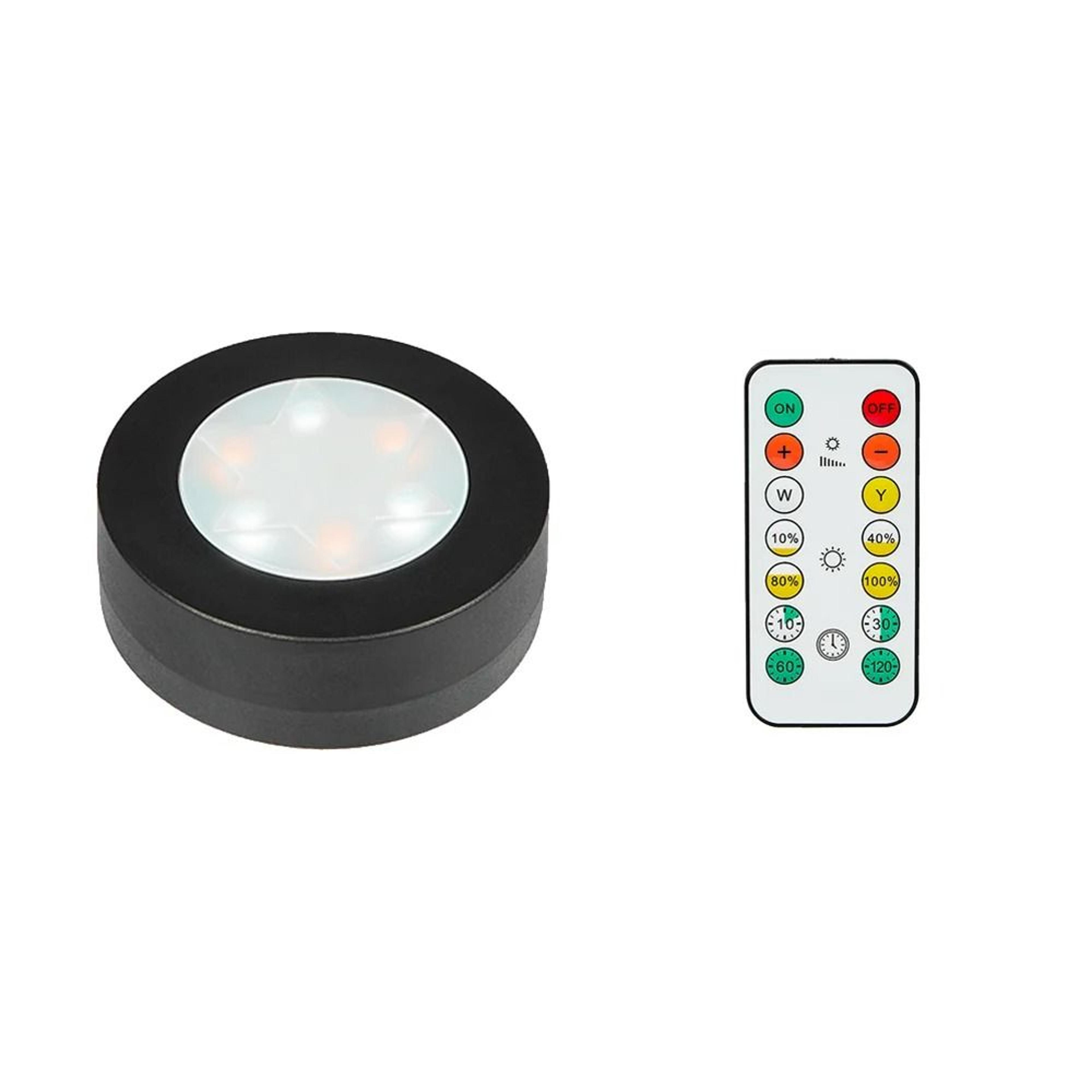 Black Dimmable CCT LED Round Under Cabinet Light Remote Control Wardrobe Lamp 7