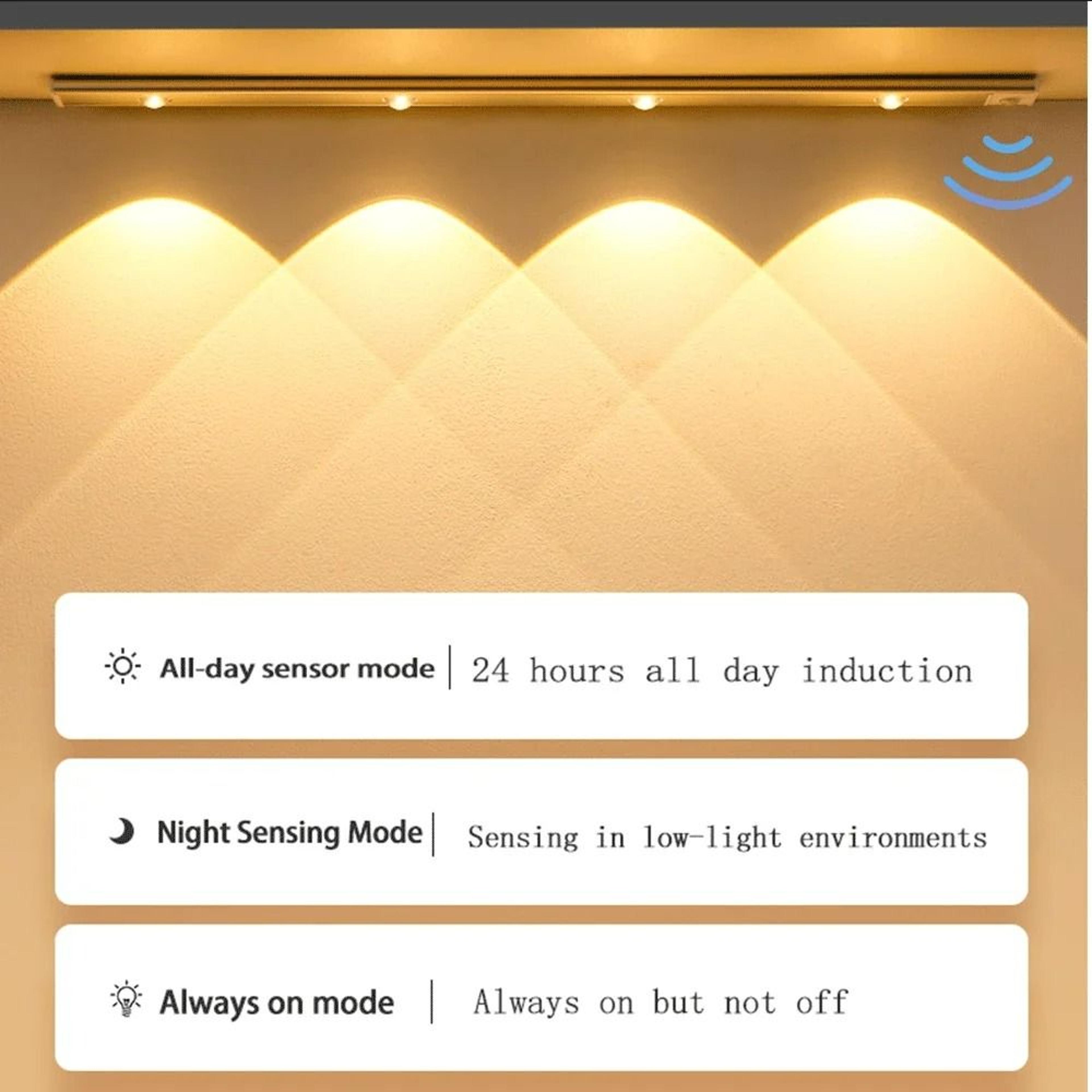 Rechargeable Motion Sensor LED Under Cabinet Light Bar 3Color Stepless Dimming 2