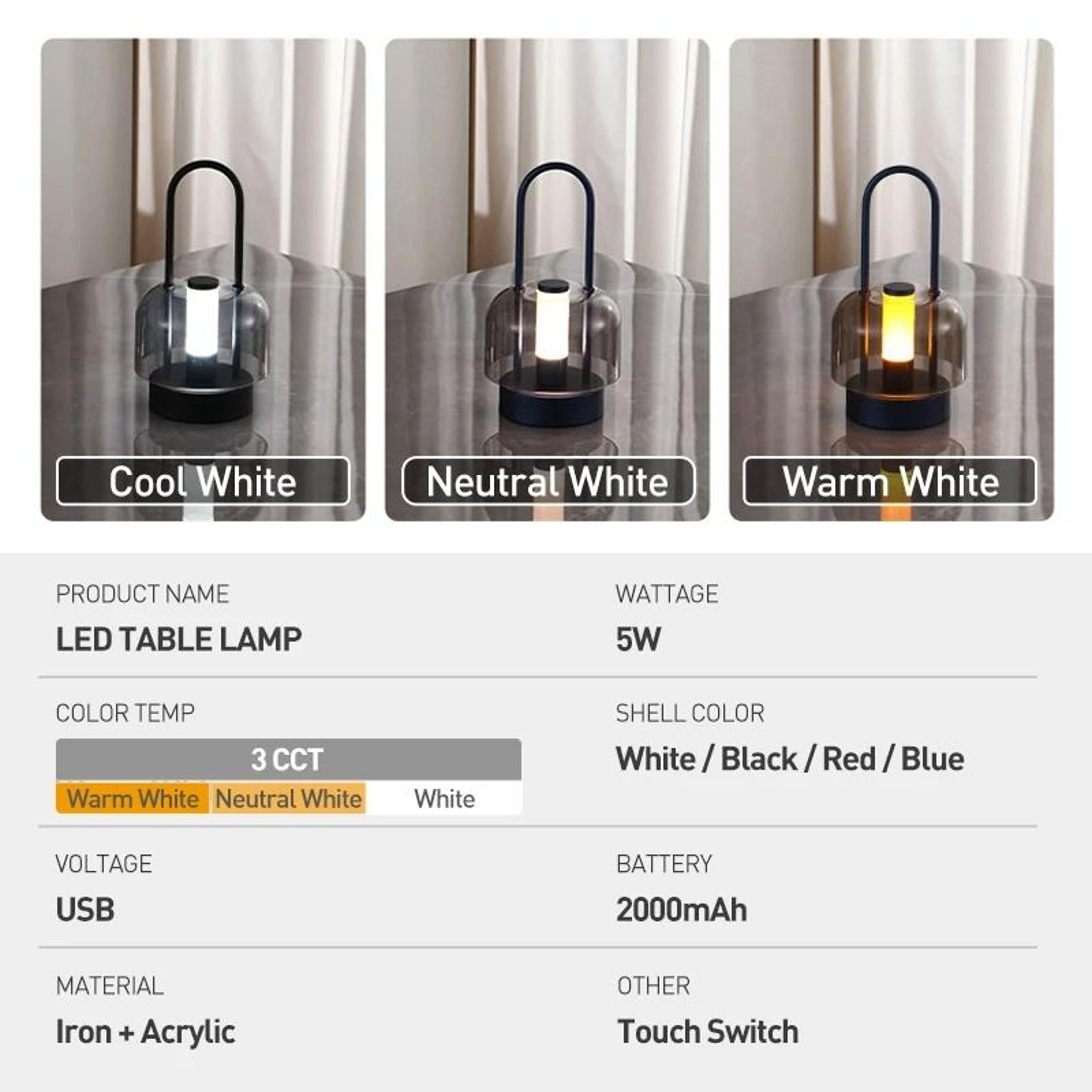 Modern Retro Nordic Rechargeable Desk Lamp Wireless Table  Camping Night Light 4