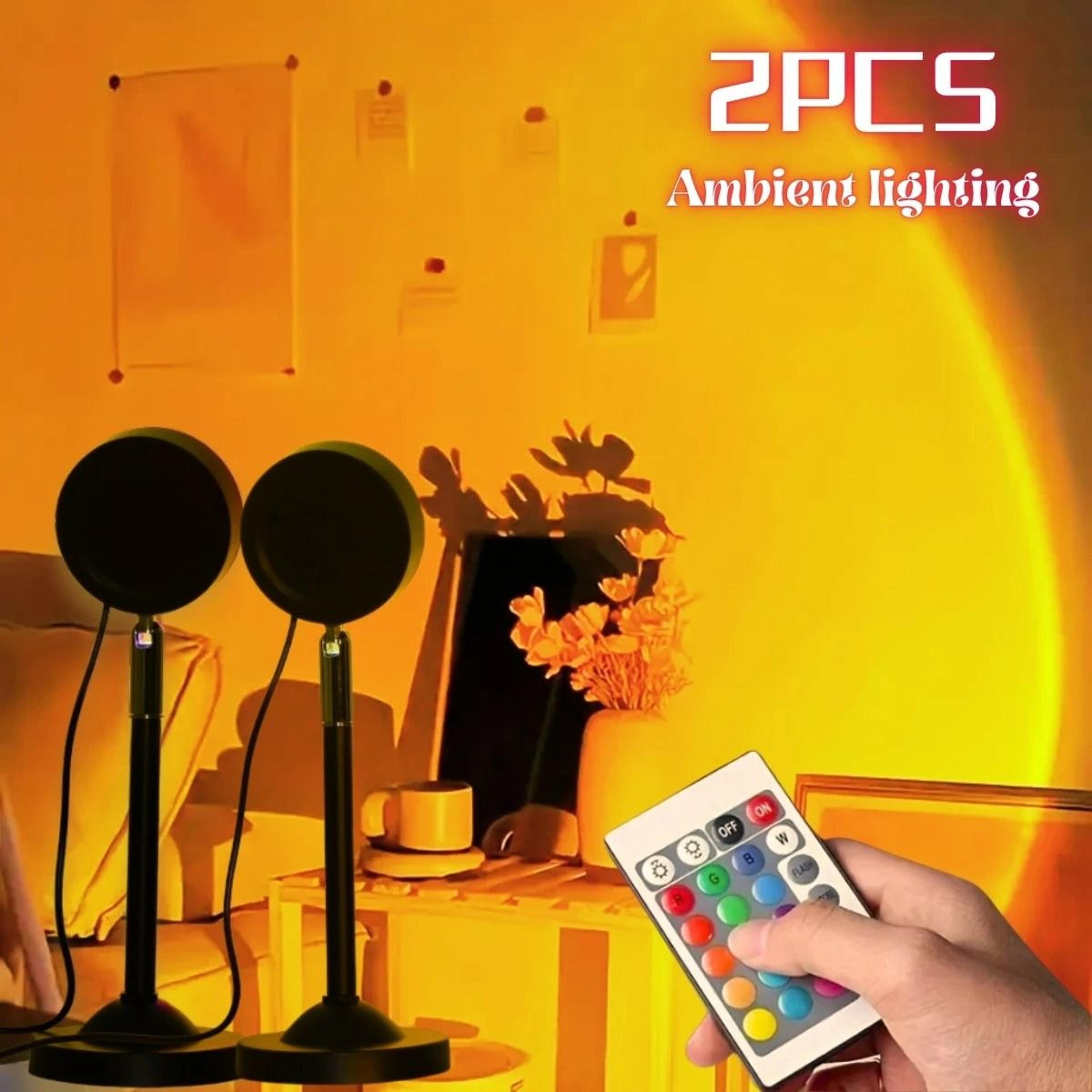 2-pack vibrant 16-color sunset projection lamp set